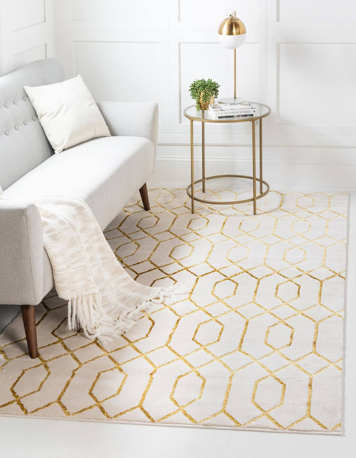 Marilyn Monroe Glam Trellis Rug, Navy Blue/Gold (5' 0 X 8' 0) LZIBVKI0_QV1AP