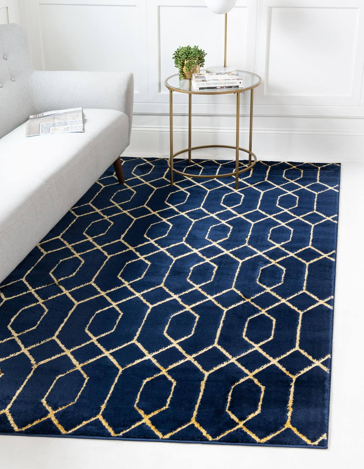 Marilyn Monroe Glam Trellis Rug, Navy Blue/Gold (5' 0 X 8' 0) LZIBVKI0_QV1AP