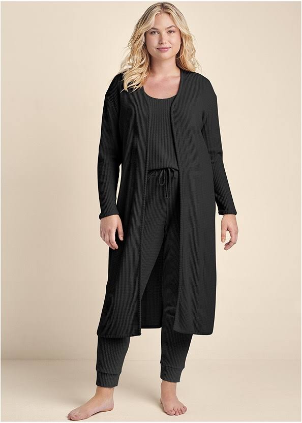 Women's Cozy Waffle 3-Piece Set - Anthracite, Size 1x By 7QNK2CTQ_HFX2V