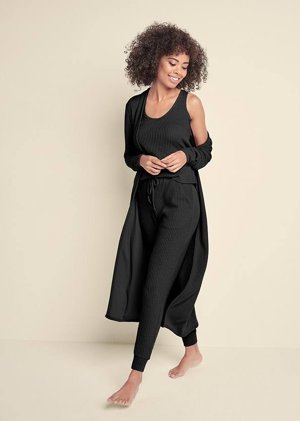 Women's Cozy Waffle 3-Piece Set - Anthracite, Size 1x By 7QNK2CTQ_HFX2V