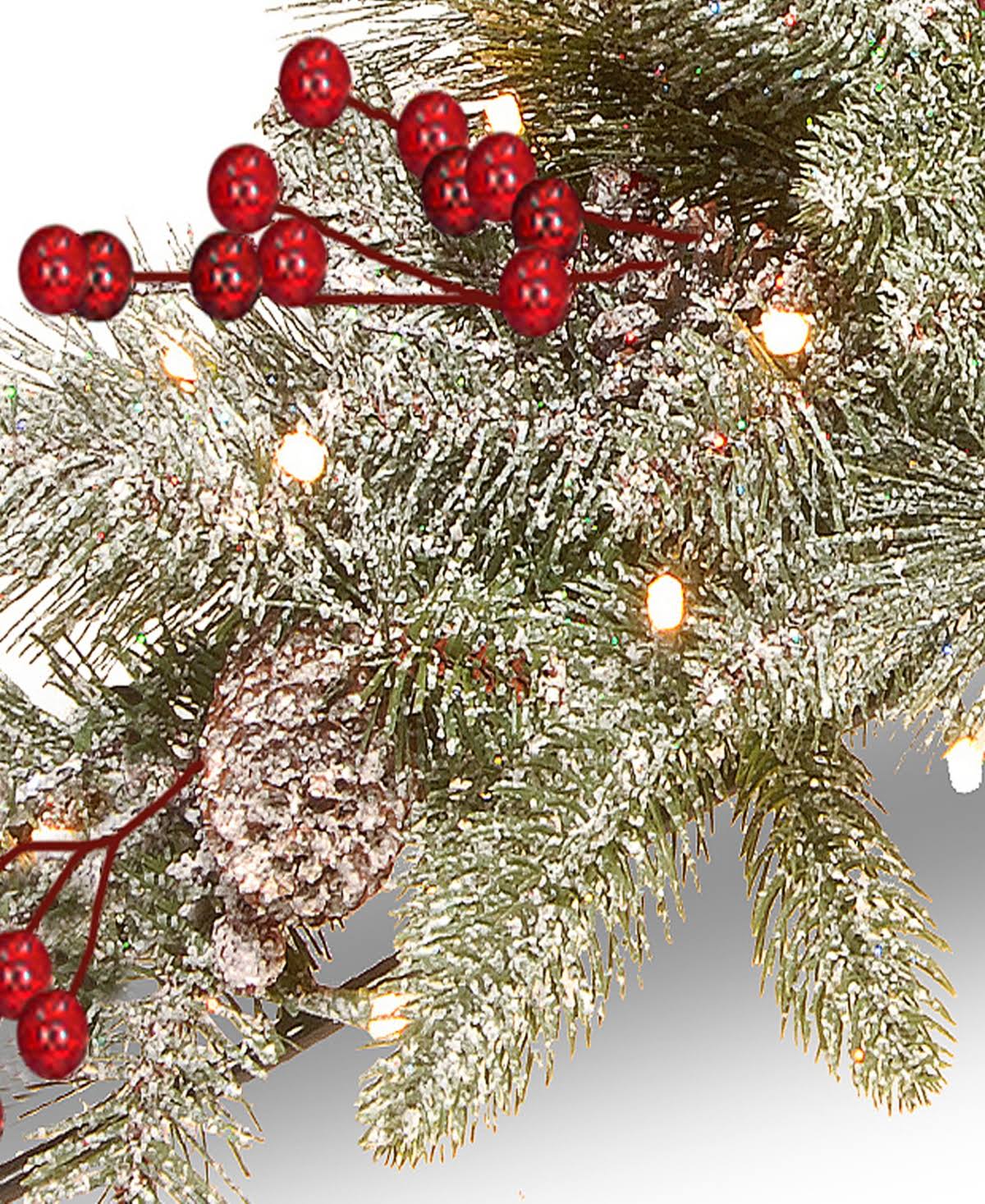 National Tree Company 30 Snowy Bristle Berry Candle Holder Centerpiece With Battery Operated Led NQ3PCDXB_WSI8S