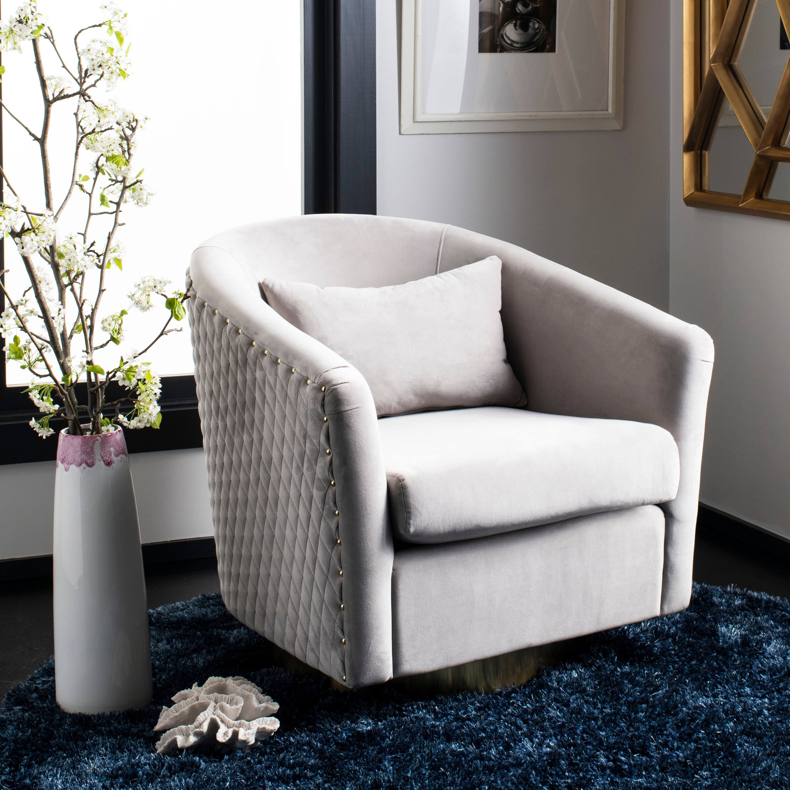 Safavieh Clara Quilted Swivel Tub Chair - Pale MA0H68PW_KMFGQ
