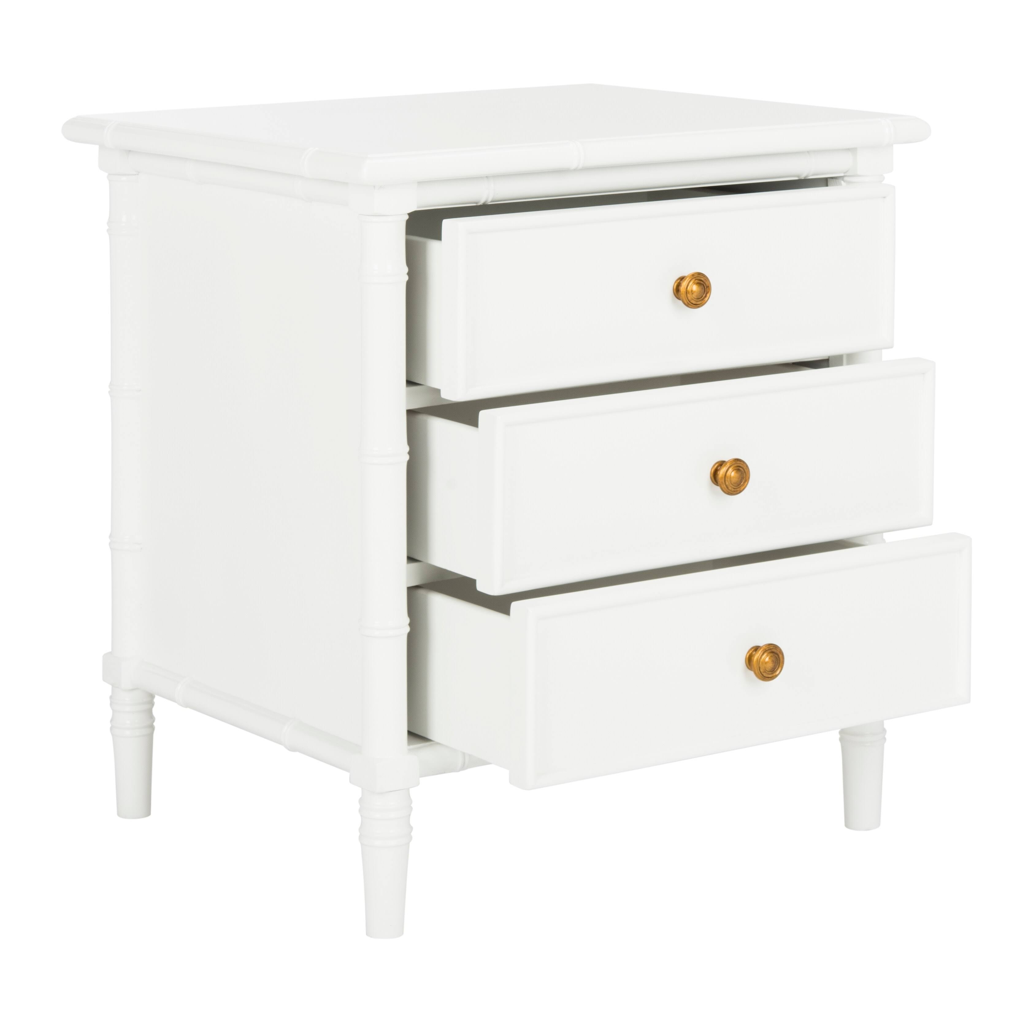 Safavieh Mina Modern Coastal 3-Drawer White Bamboo 1AABON2U_ZWSTE