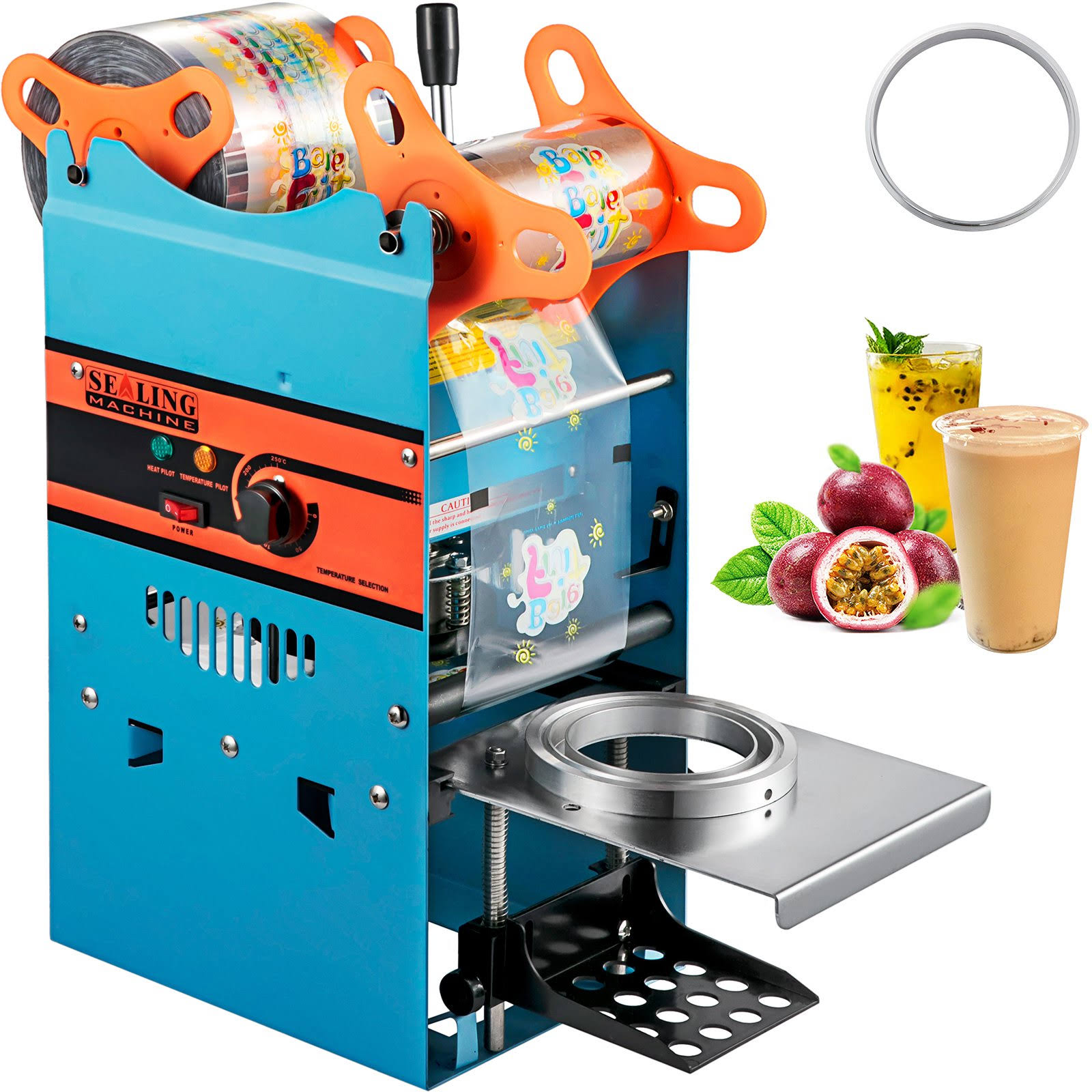 Vevor Manual Tea Cup Sealer Machine 300-500 Cup Per Hour 90/95 Mm Cup Diameter Boba Tea Sealing Machine For Restaurants, CSXYCGHV_NMCYY