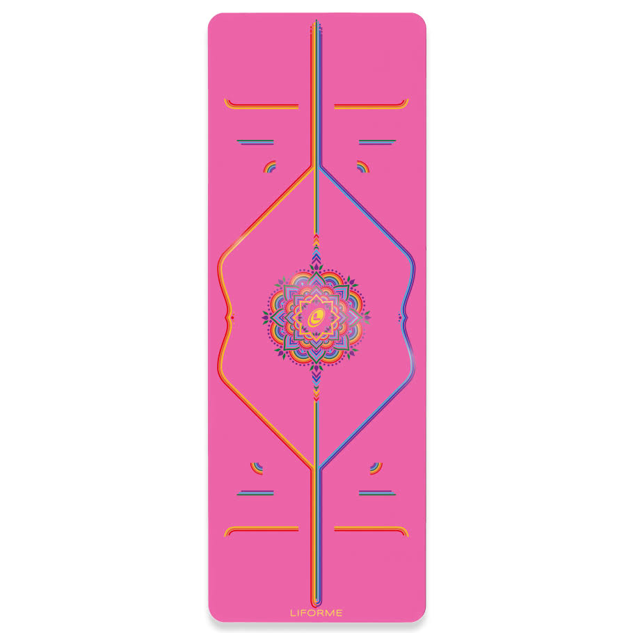 Liforme Grateful Rainbow Yoga Mat - Grateful Pink/Rainbow - Free Yoga Bag - Non-Slip, Eco Friendly With Patented Alignment Line JWDSNUGB_TLFIA