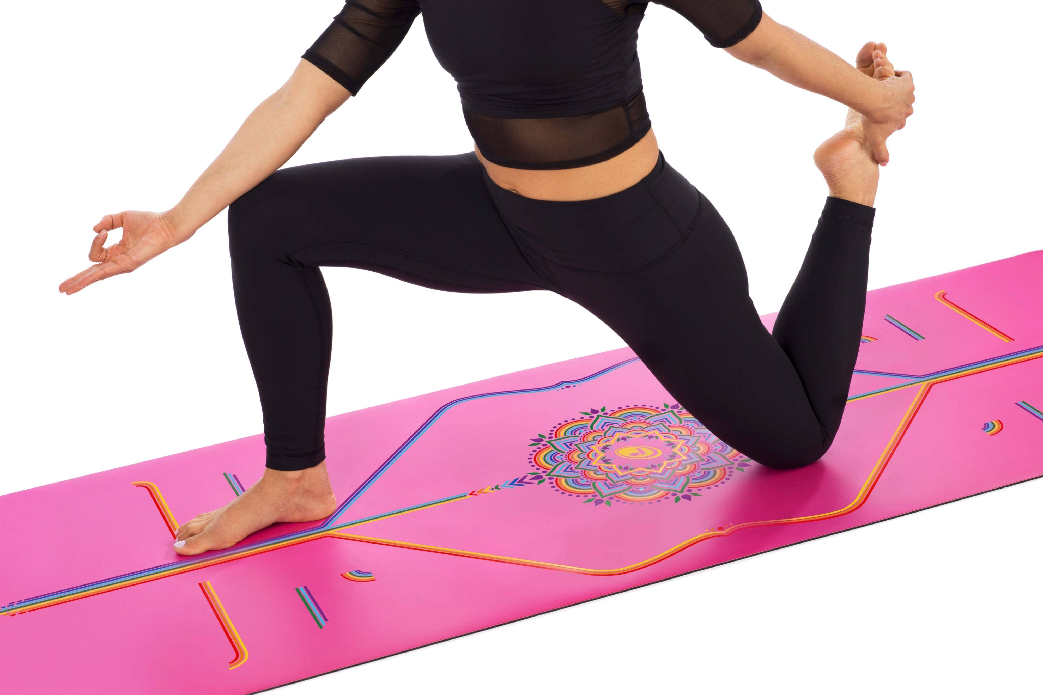 Liforme Grateful Rainbow Yoga Mat - Grateful Pink/Rainbow - Free Yoga Bag - Non-Slip, Eco Friendly With Patented Alignment Line JWDSNUGB_TLFIA