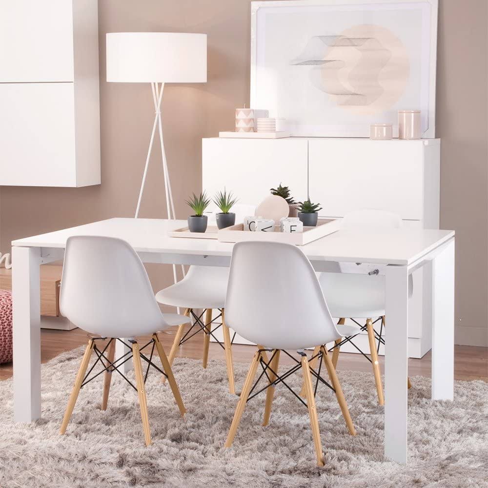Furmax Pre Assembled Style Mid Century Modern Dsw Shell Lounge Plastic Kitchen, Dining, Bedroom, Living Room Side Chairs Set RW56EXAM_POPV7
