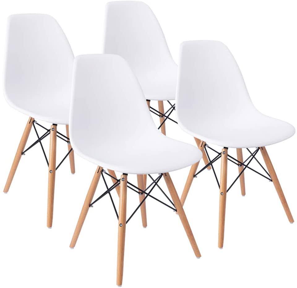 Furmax Pre Assembled Style Mid Century Modern Dsw Shell Lounge Plastic Kitchen, Dining, Bedroom, Living Room Side Chairs Set RW56EXAM_POPV7