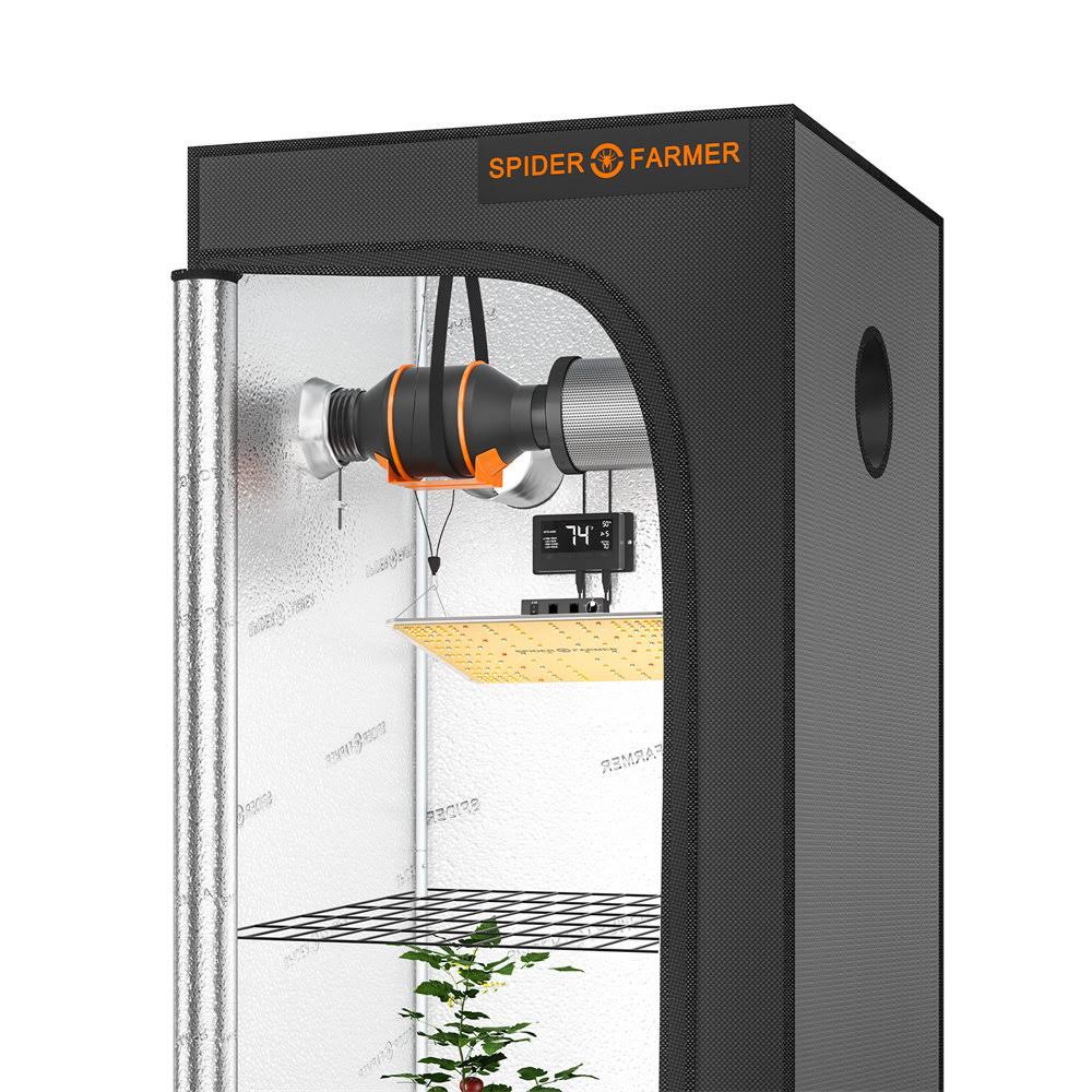 Spider Farmer Sf1000 Led Grow Light + 2' X 2' Grow Tent + Inline Fan Combo With Temperature And Humidity MDDBMPV6_SUPFN