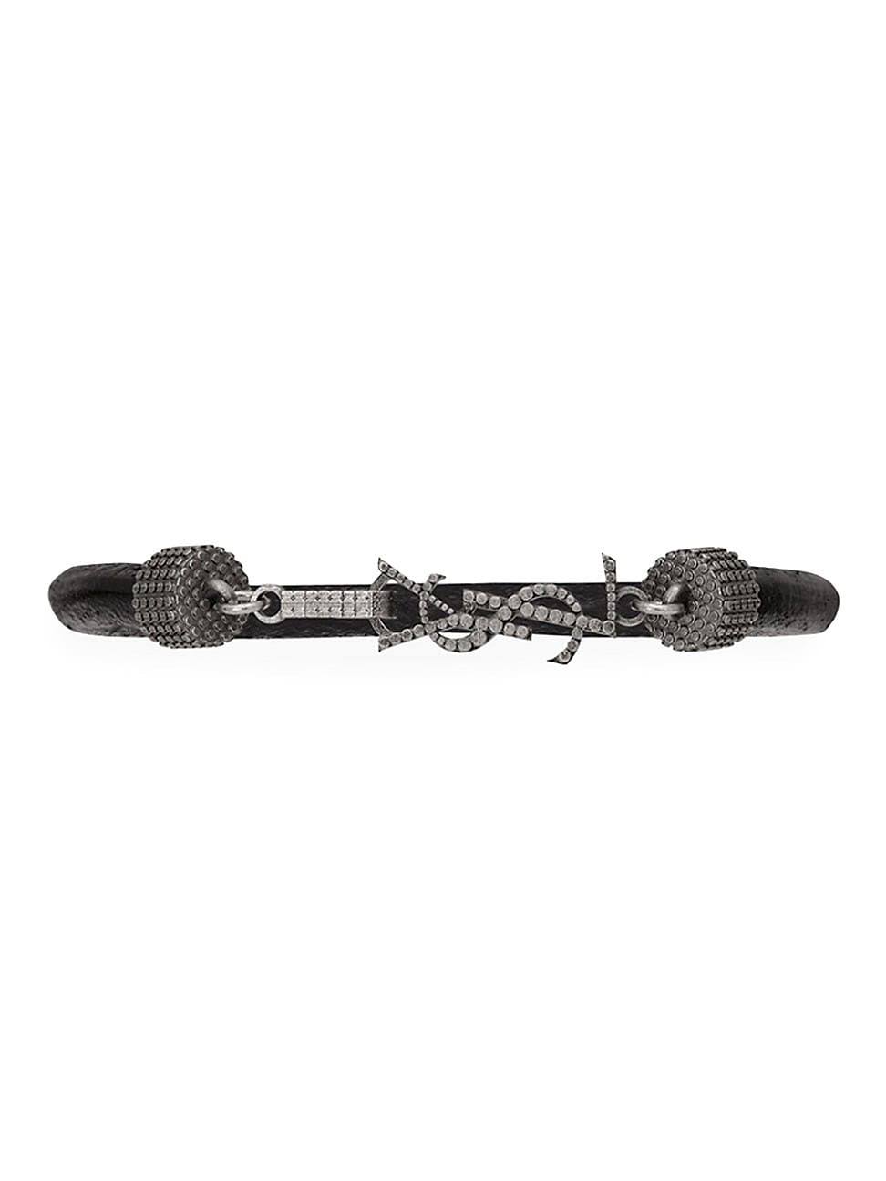 Saint Laurent Opyum Bracelet In Crinkled Leather And Metal - TH6MTJLL_WWOQN
