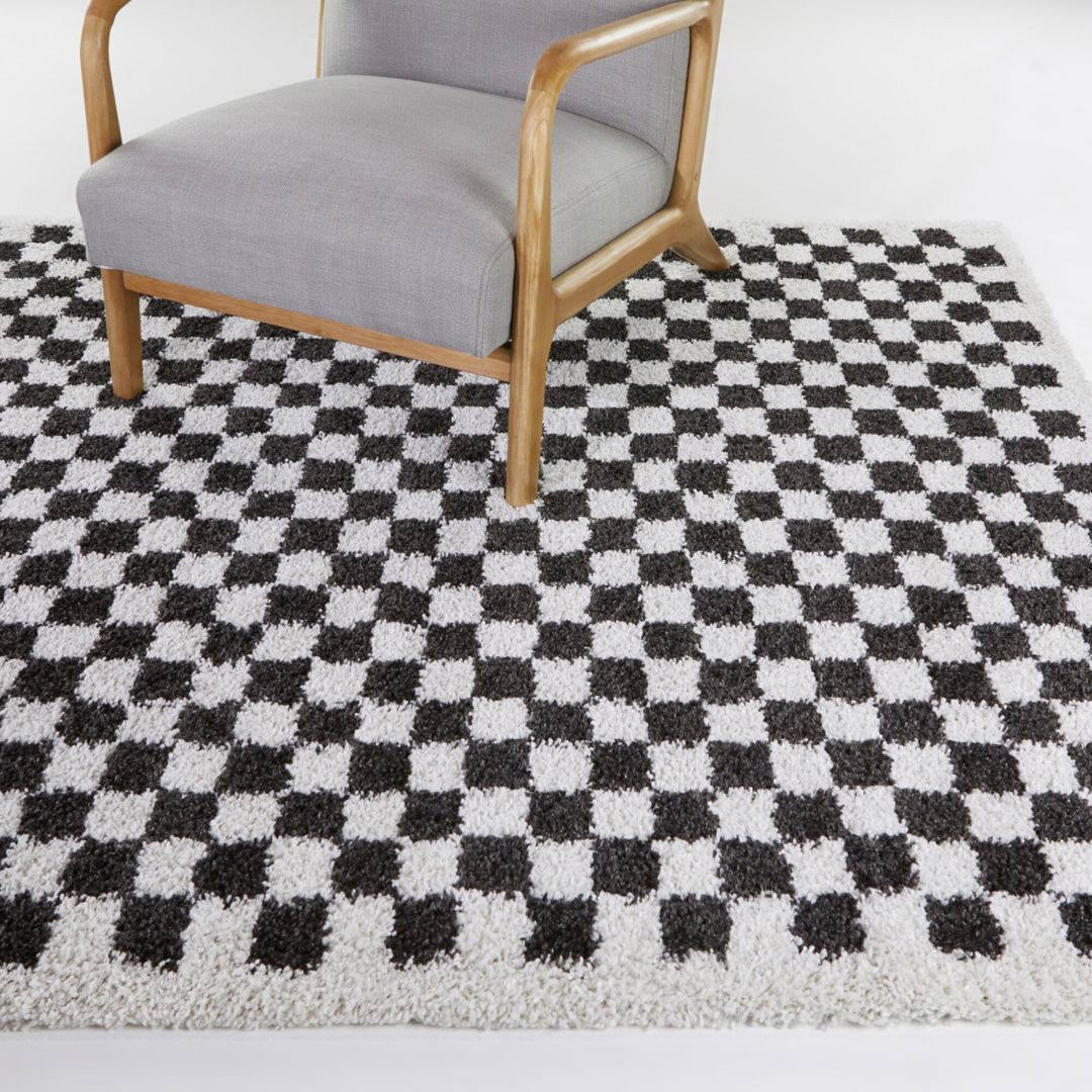 Walker Checkered Charcoal/Cream Shag Area Rug Allmodern Rug Size: Rectangle 5'3 X 7' CO01DSBZ_VXD3D