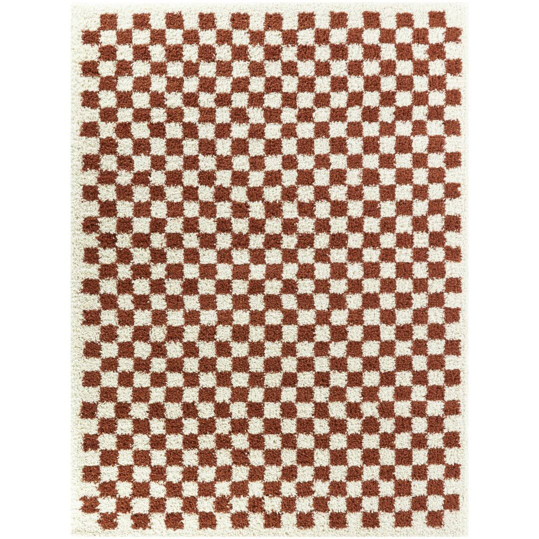 Walker Checkered Charcoal/Cream Shag Area Rug Allmodern Rug Size: Rectangle 5'3 X 7' CO01DSBZ_VXD3D