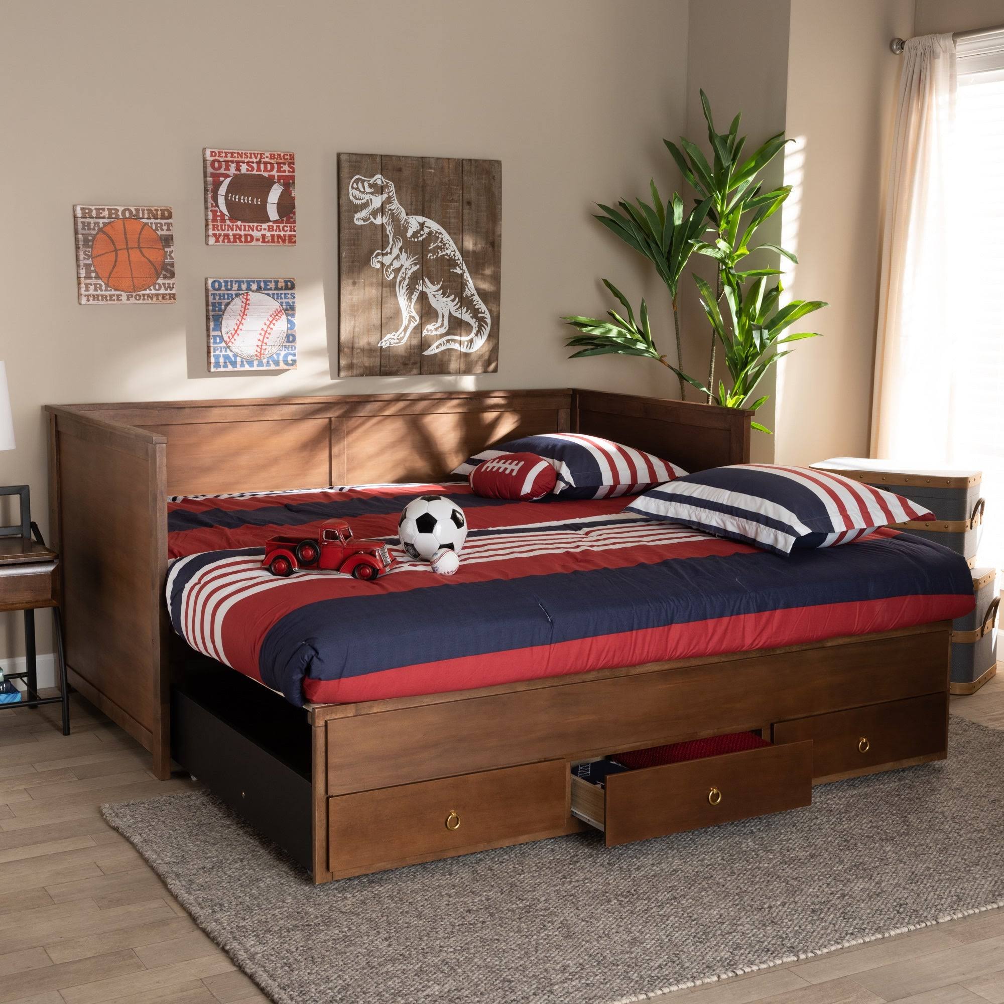 Baxton Studio Thomas Classic And Traditional Walnut Brown Finished Wood Expandable Twin Size To King Size Daybed With Storage 6U2DWCMX_WJL2W