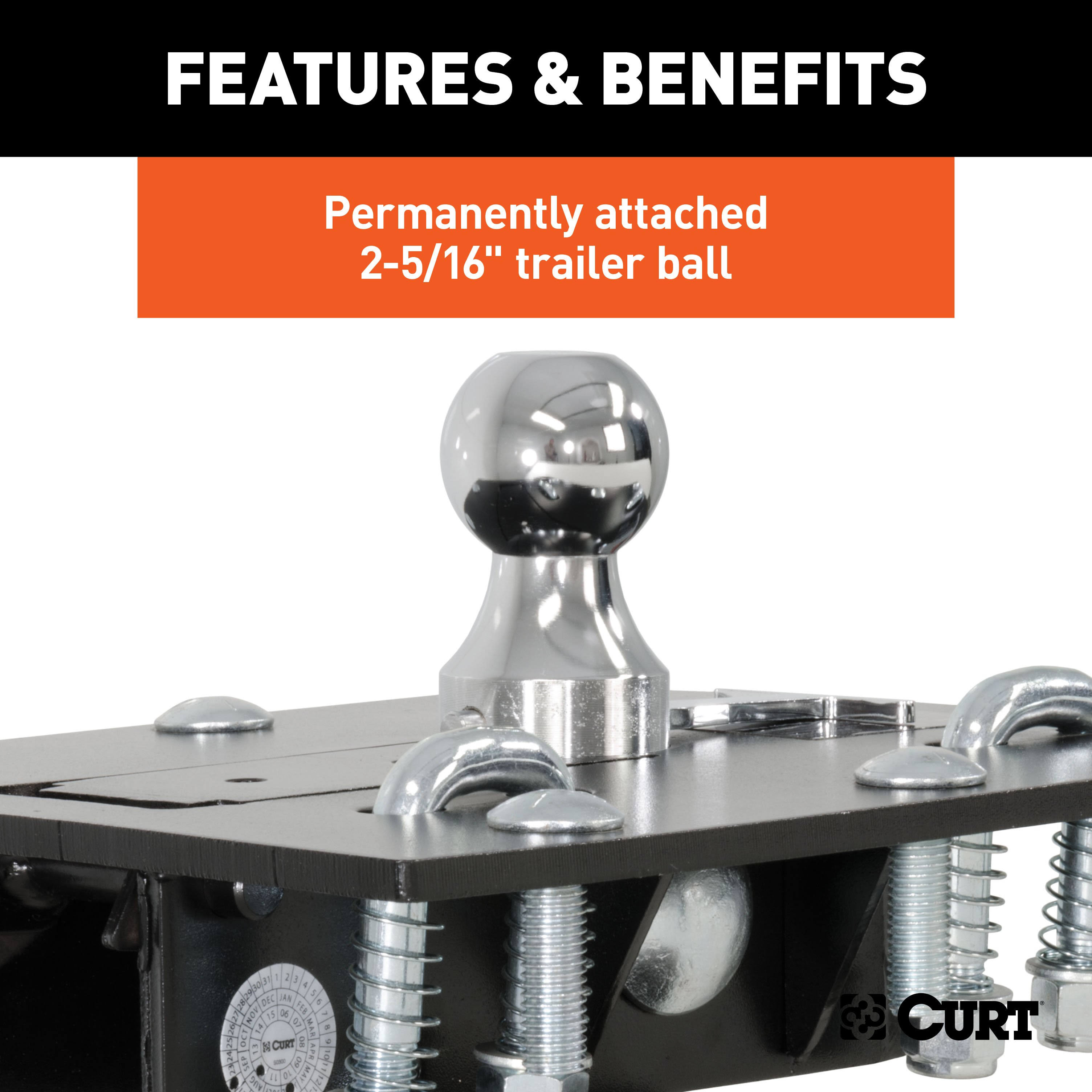 Curt 61052 Over-Bed Folding Ball Gooseneck FSYV9UHG_IQQPX