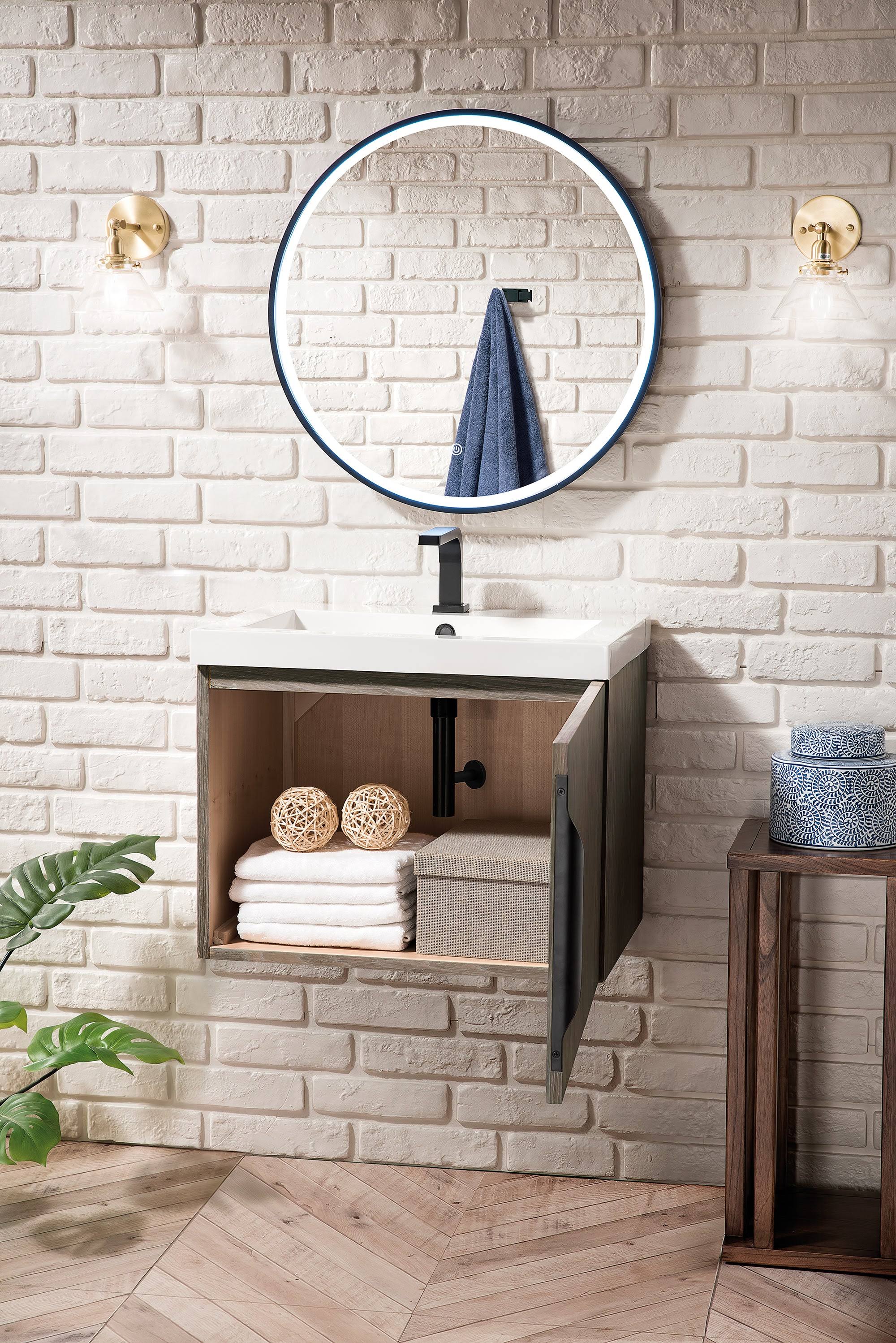 James Martin Columbia 31.5 Coffee Oak Single Vanity, W/ White Glossy Composite 8PKNKLFT_QNDI2