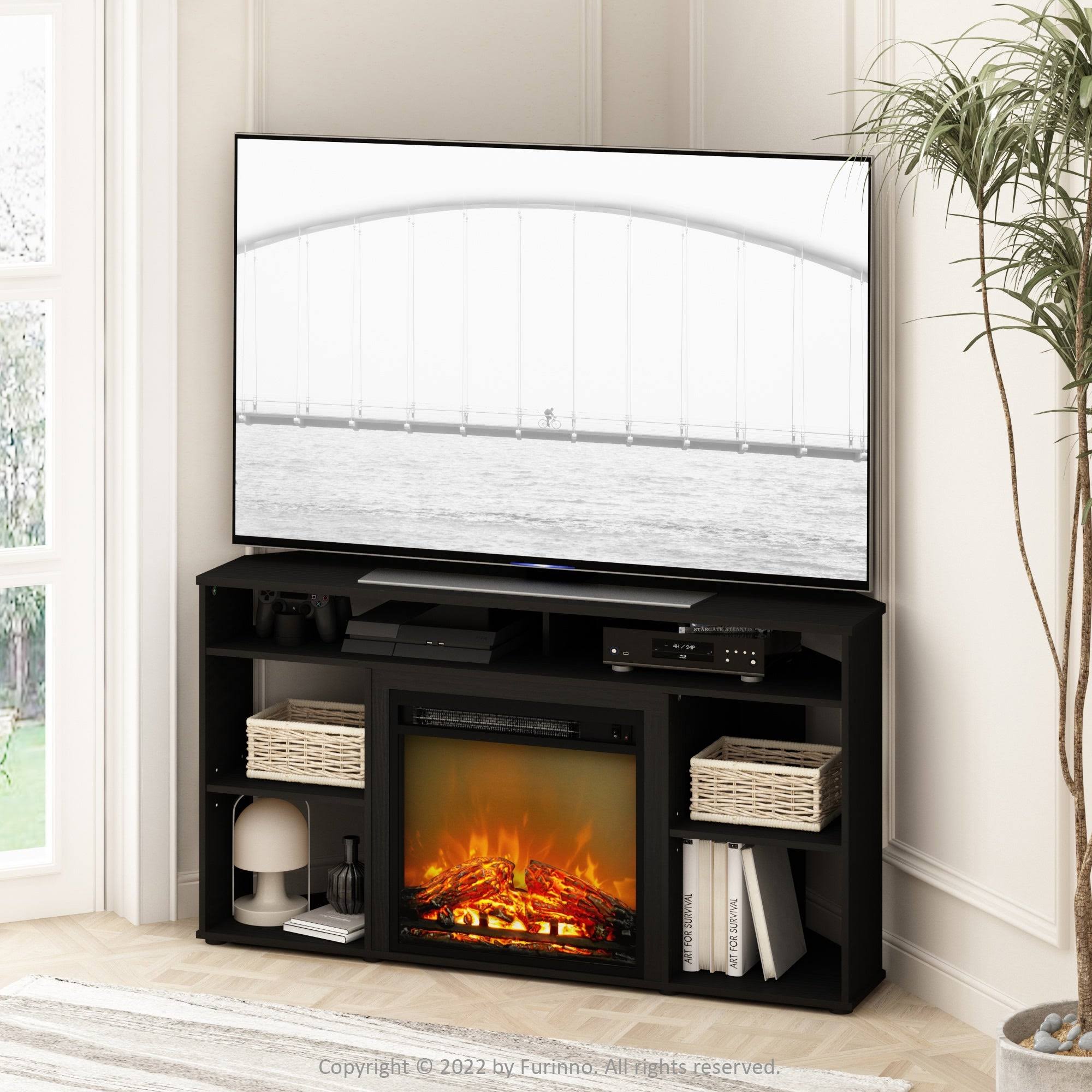 Furinno Jensen Corner Tv Stand With Fireplace For Tv Up To 55 Inches - RSVJ4RAM_PBSAO