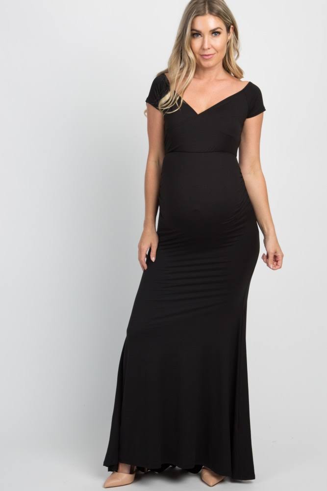 Pinkblush White Off Shoulder Wrap Maternity Photoshoot Gown/HWGZVPF3_XOKBZ