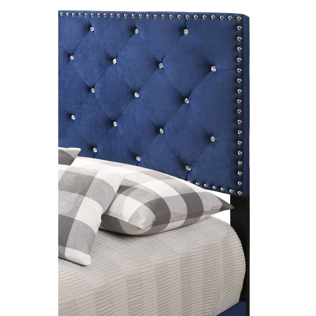 Castilla Tufted Upholstered Standard Bed House Of Hampton Size: Twin, Color: Navy DXZQXP6O_32SYJ