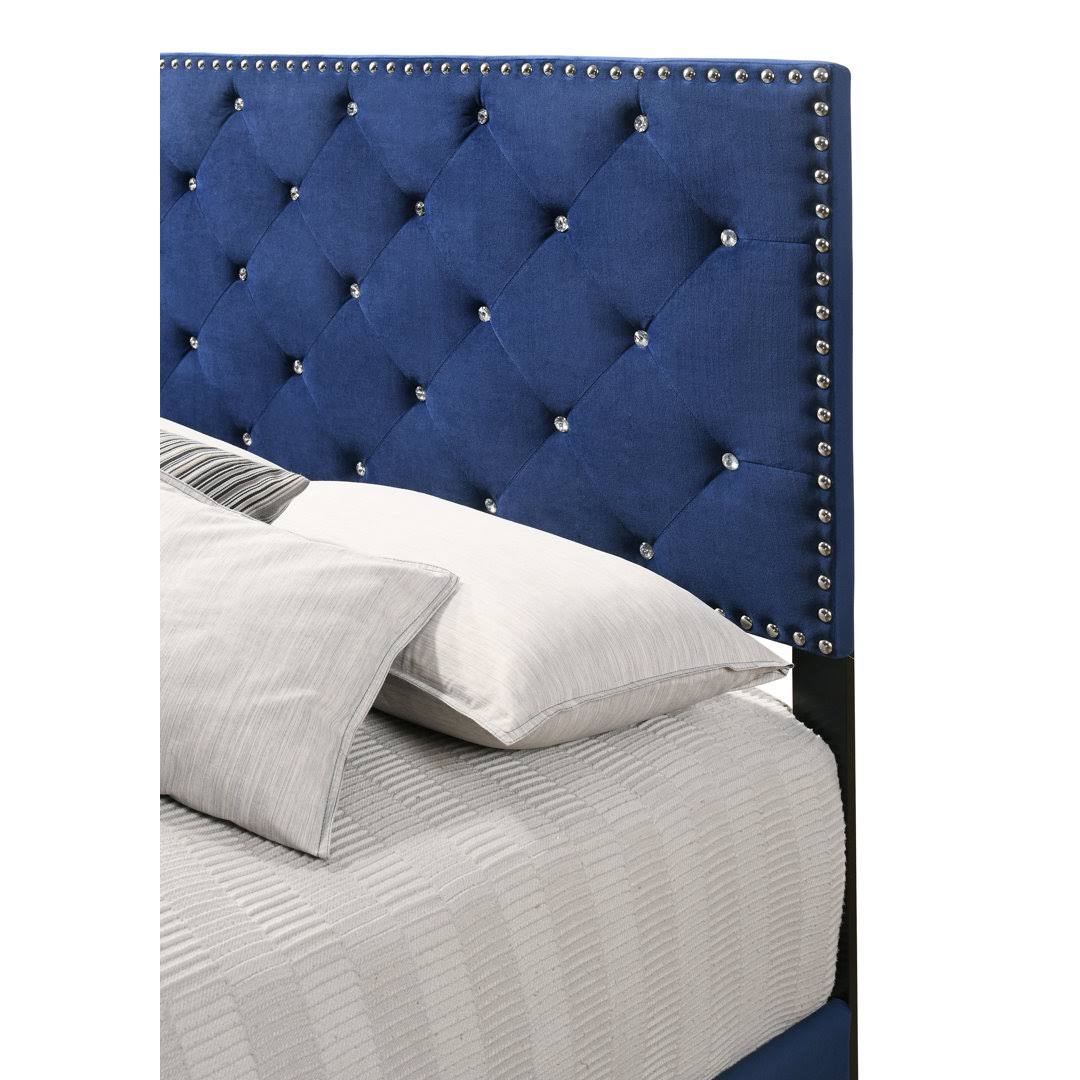 Castilla Tufted Upholstered Standard Bed House Of Hampton Size: Twin, Color: Navy DXZQXP6O_32SYJ