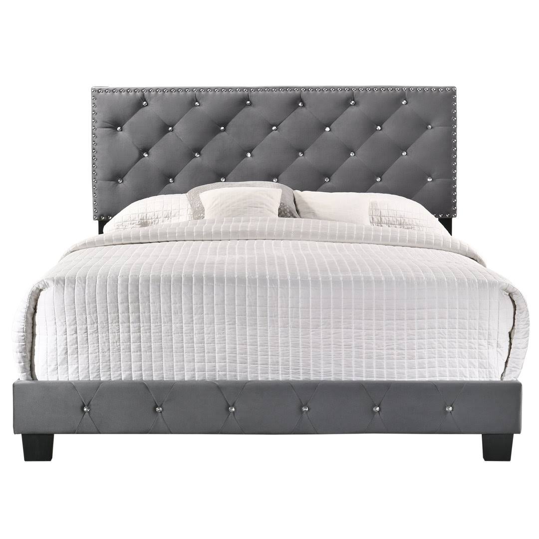Castilla Tufted Upholstered Standard Bed House Of Hampton Size: Twin, Color: Navy DXZQXP6O_32SYJ