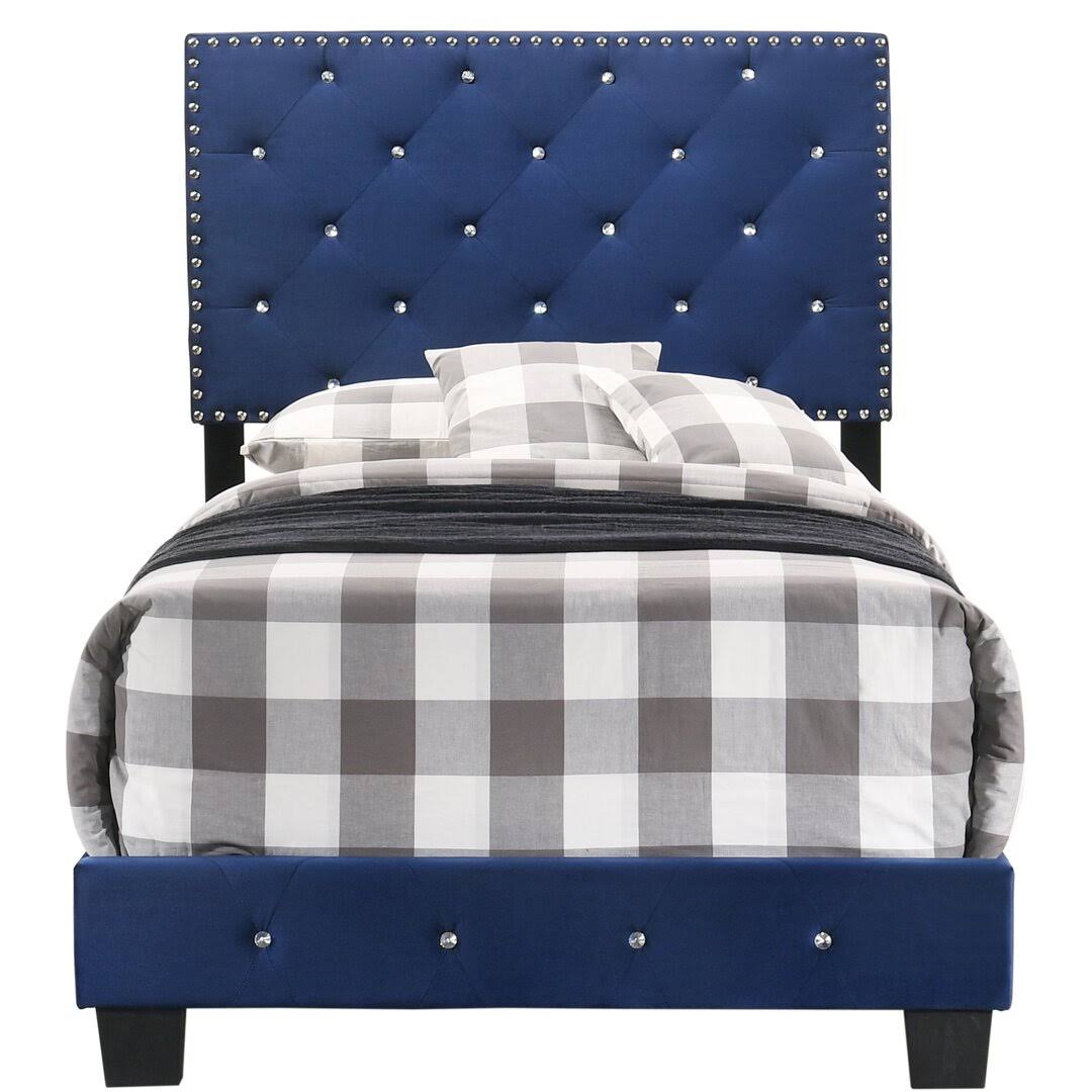 Castilla Tufted Upholstered Standard Bed House Of Hampton Size: Twin, Color: Navy DXZQXP6O_32SYJ