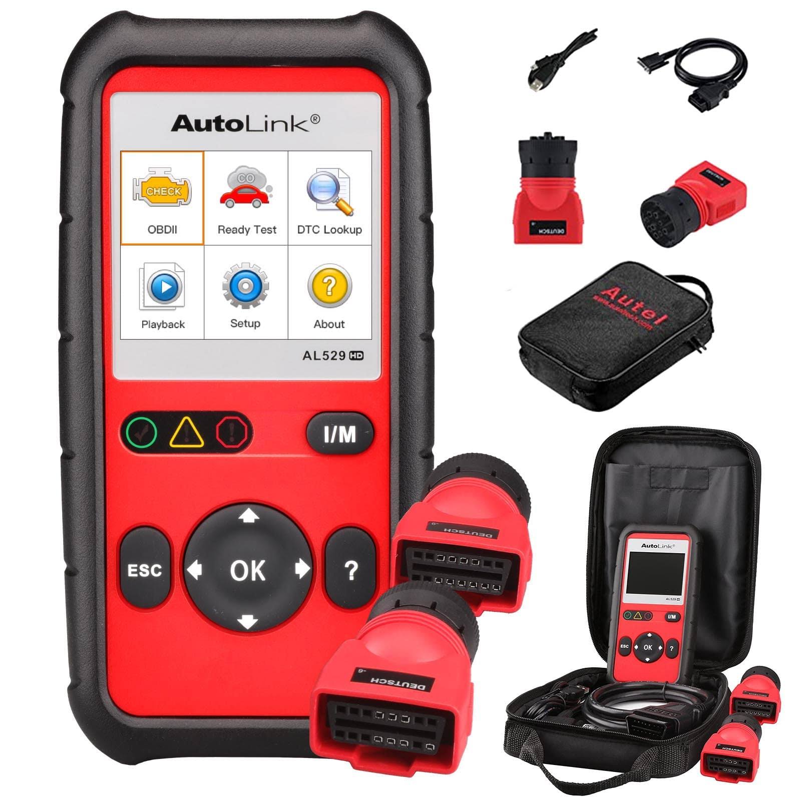 Autel Autolink Al529hd 2023 Heavy Duty Code Reader Retrieve Code Vin O2 Sensor Test Obdii Monitor Test Review Read Erase Data View Live Data OU9WLN8P_IWKNV