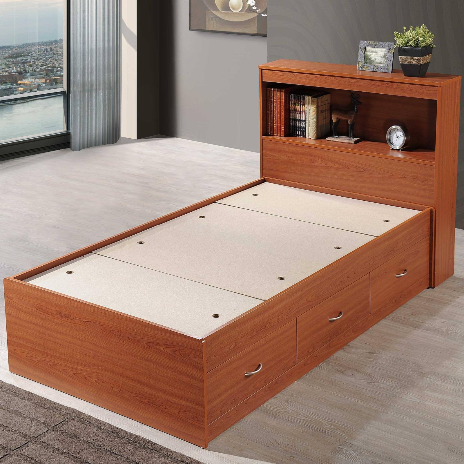Hodedah Twin-Size Captain Bed With 3-Drawers And Headboard (White) 7NMICTHZ_WIZAF