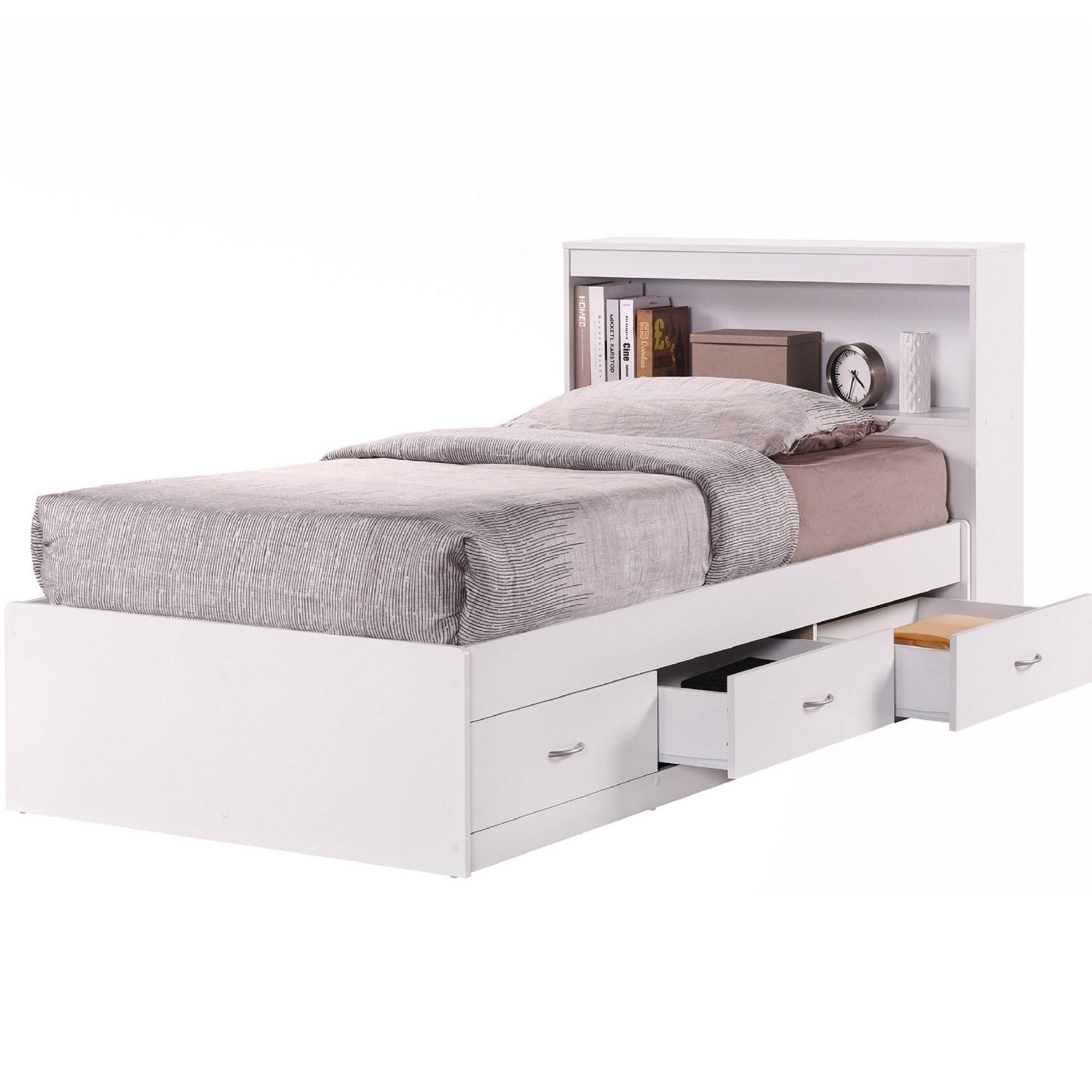 Hodedah Twin-Size Captain Bed With 3-Drawers And Headboard (White) 7NMICTHZ_WIZAF