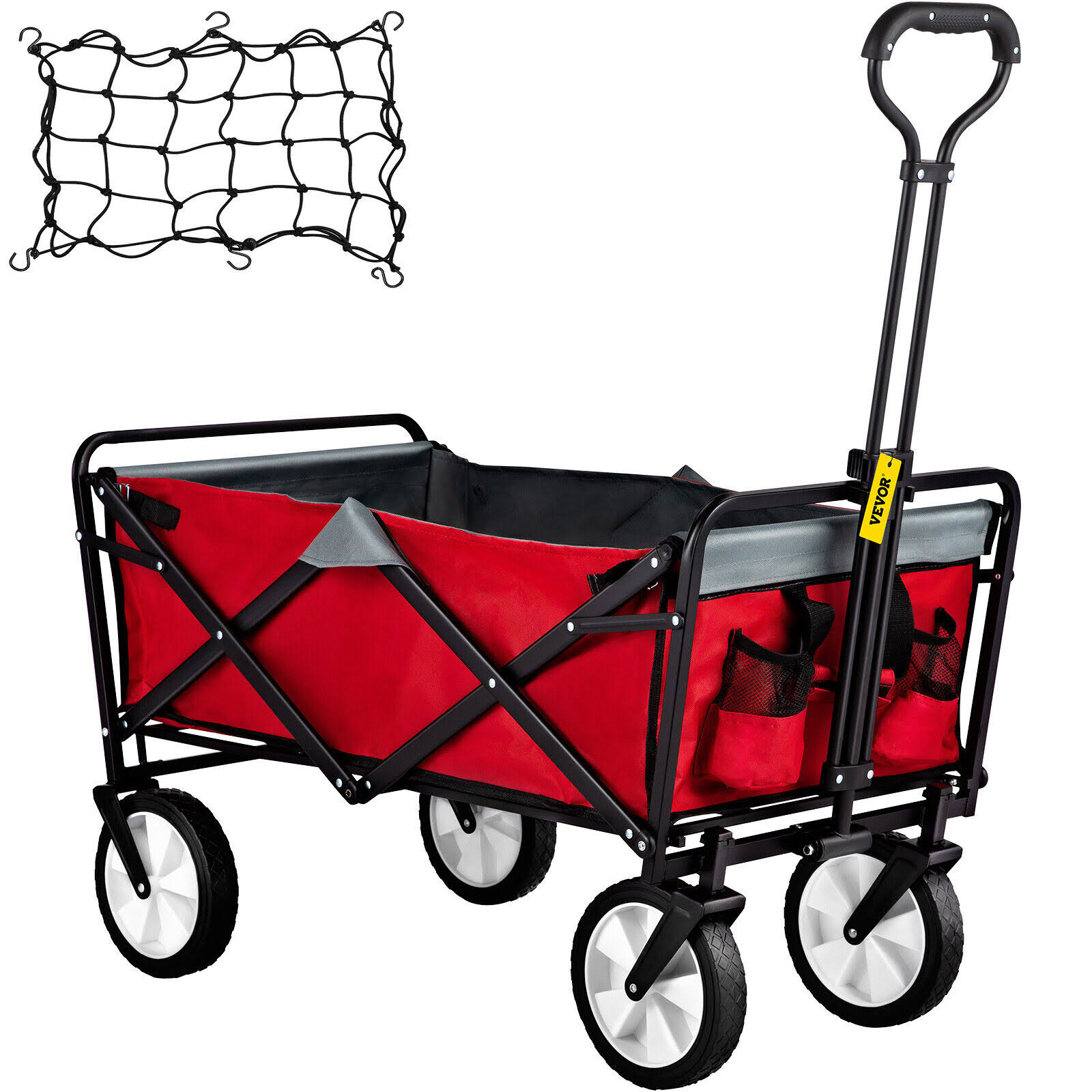 Vevor Wagon Cart Folding Wagon Cart With 176lbs Load Outdoor Utility Wagon W/Adjustable Handle - 6LDPDWT9_JJGRD