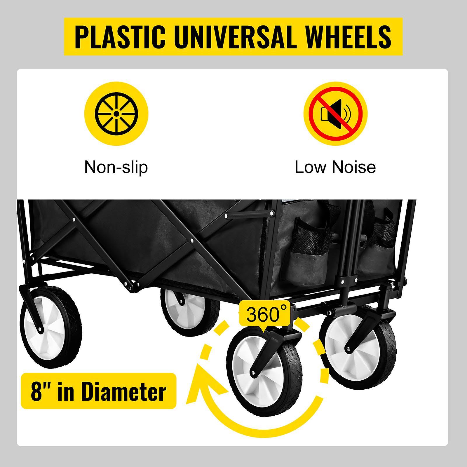 Vevor Wagon Cart Folding Wagon Cart With 176lbs Load Outdoor Utility Wagon W/Adjustable Handle - 6LDPDWT9_JJGRD