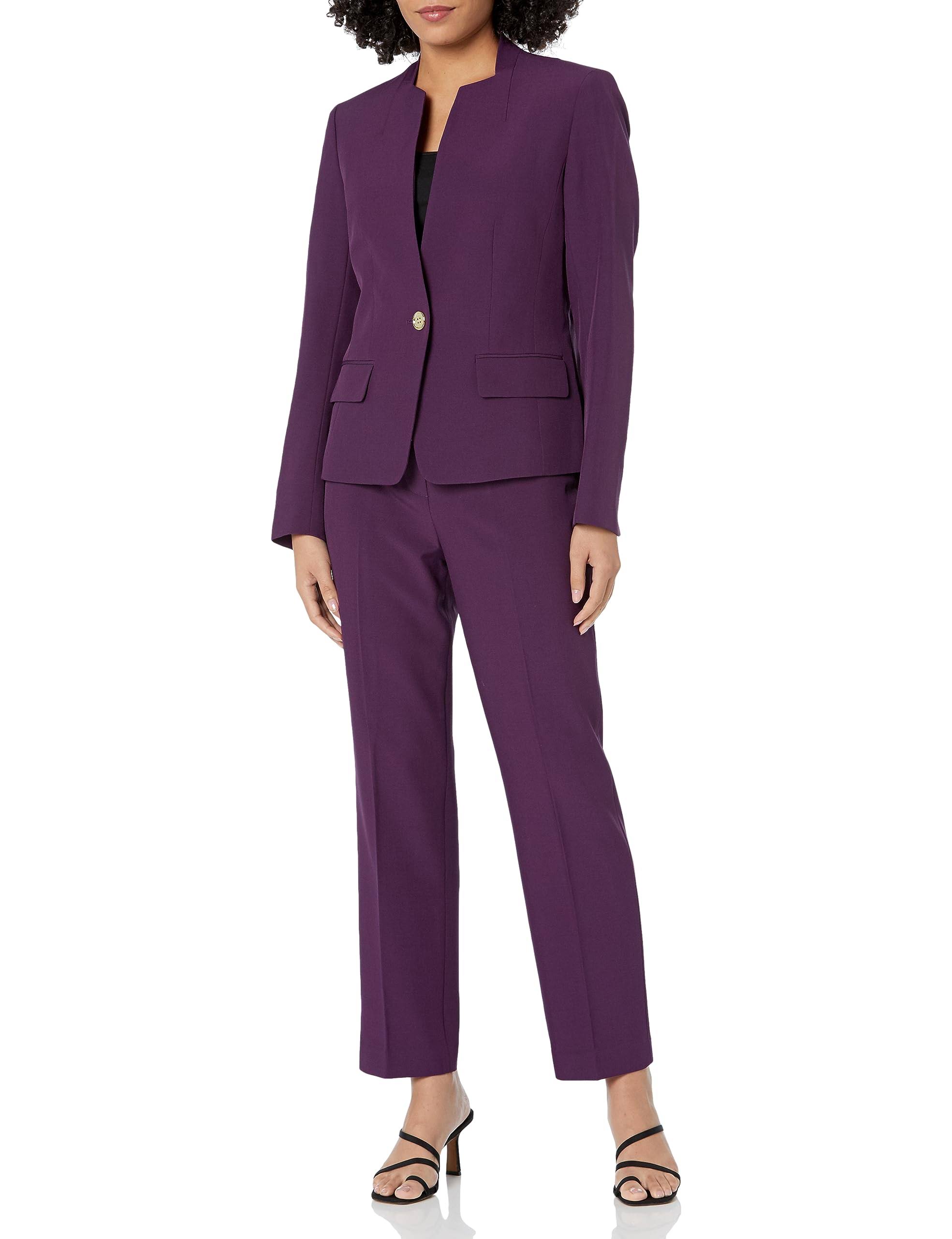 Le Suit Women's One Button Jacket And Elastic Back Pant Set, ZOTCDOOQ_1CLSU