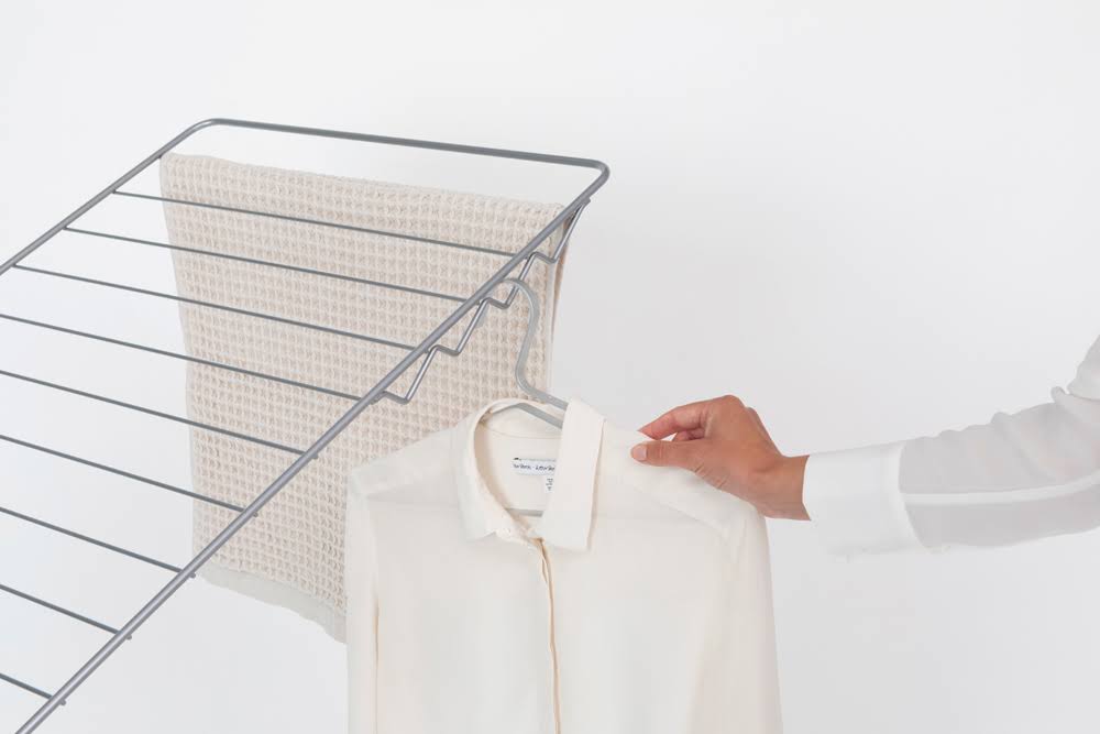Brabantia 82 Ft. (25 M) 70.9 In. W X 72.4 In. H Hang On Garment Drying Rack With Rail In Metallic V9R0NPS0_2IM2G