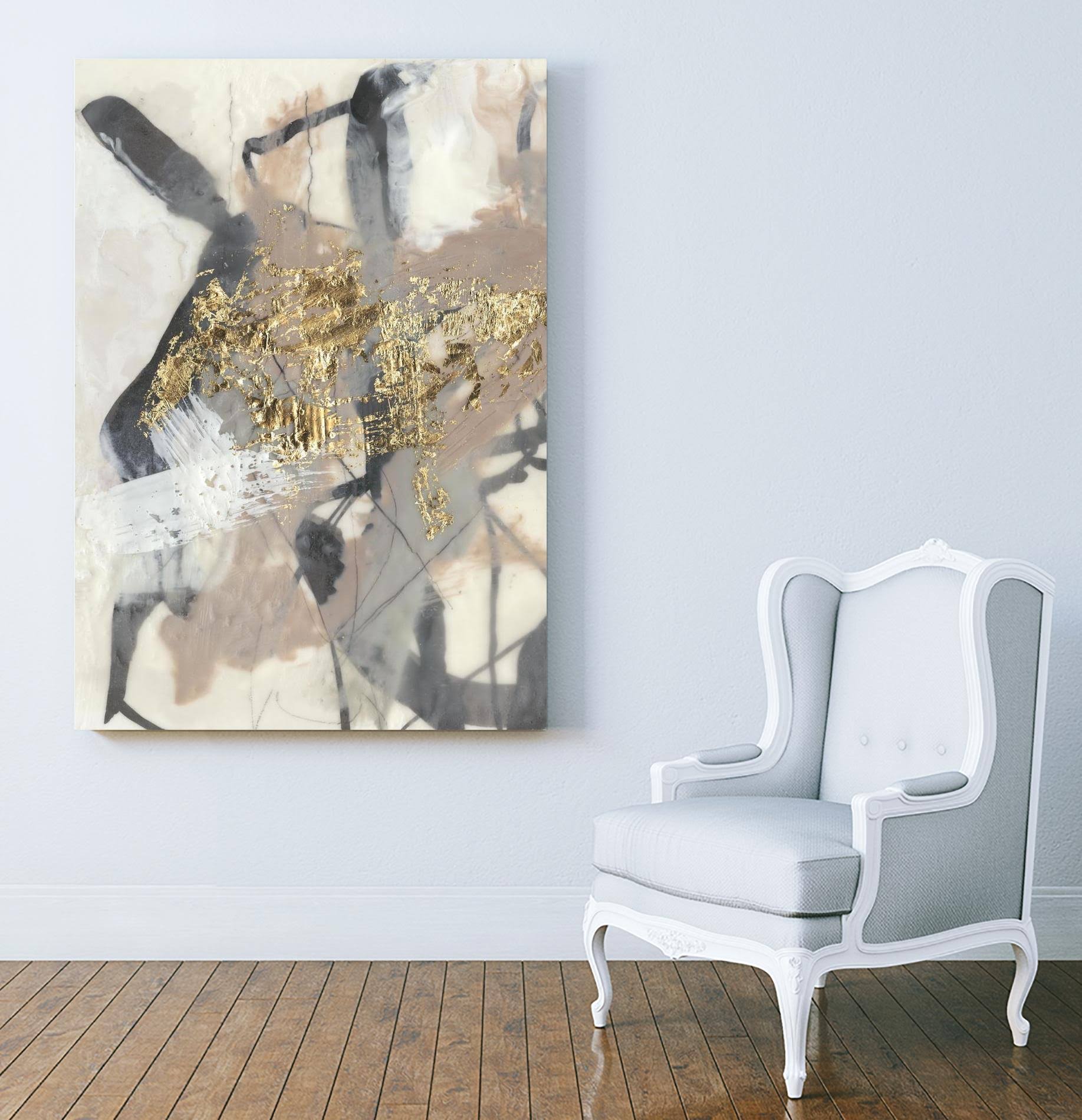 Giant Art 20 X 16 Golden Blush I Art Block Framed Canvas - SYX0BBTT_KMLRN