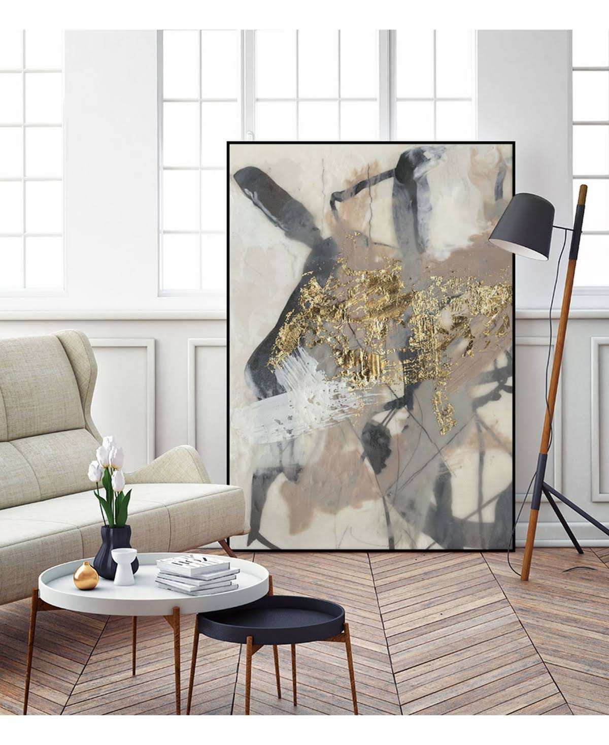 Giant Art 20 X 16 Golden Blush I Art Block Framed Canvas - SYX0BBTT_KMLRN