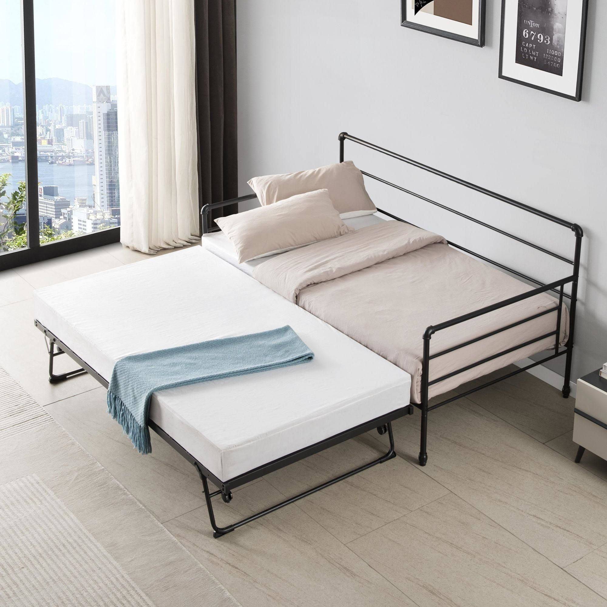Fulljojor Twin Steel Daybed With Pop-Up Trundle, 0TMU5XFR_VSVBU