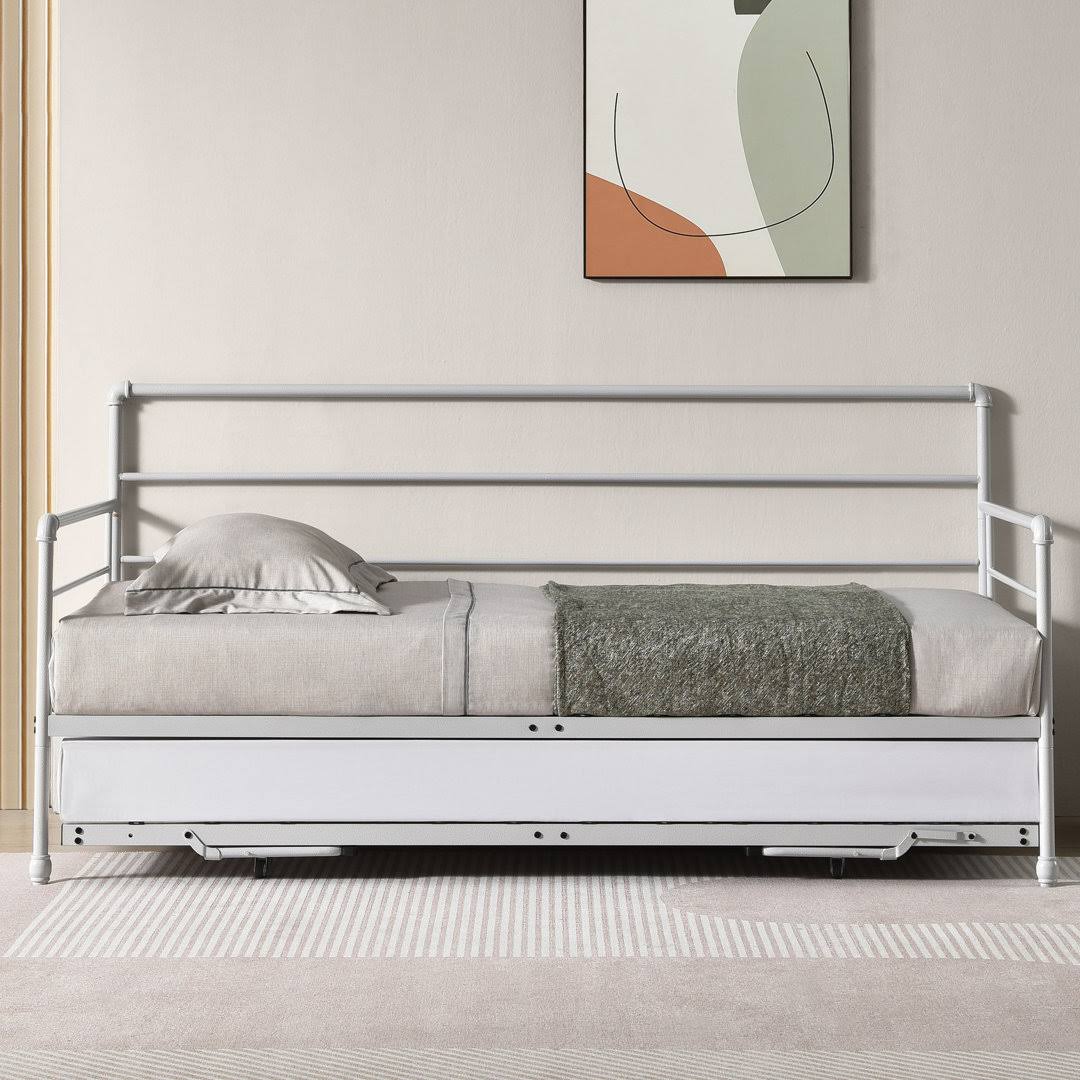 Fulljojor Twin Steel Daybed With Pop-Up Trundle, 0TMU5XFR_VSVBU
