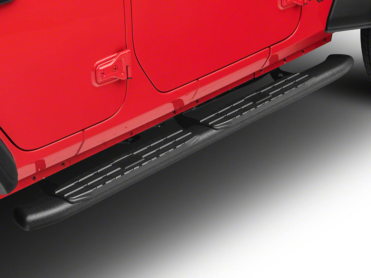 Redrock 4x4 Pinnacle Oval Bent End Side Step Bars; Textured Black For Jeep Wrangler 2018-C1EFT8R5_5F62E