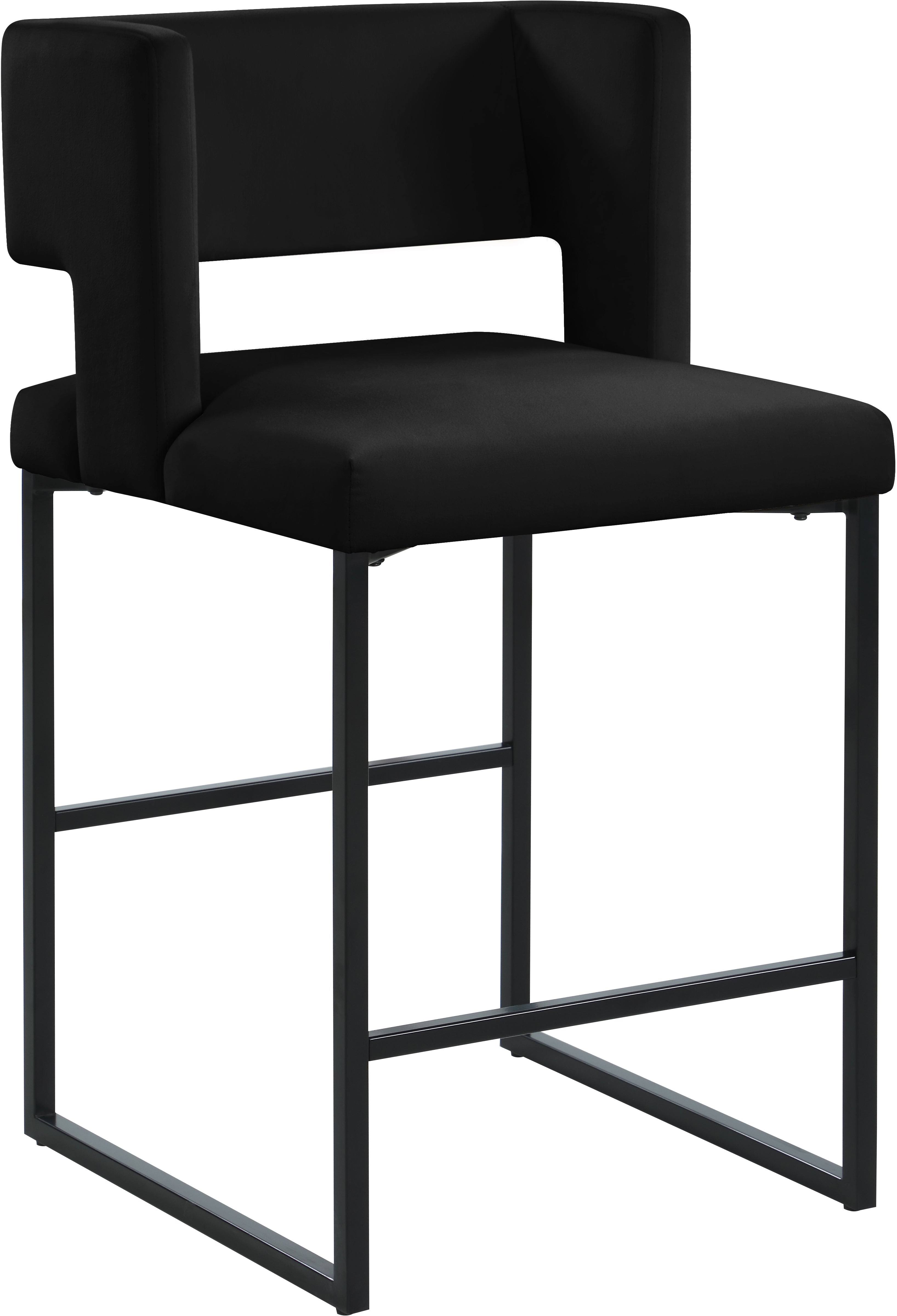 Meridian Furniture Caleb Black Velvet Counter Stool (Set Of 2) 5ELGNUEM_ZNGT0