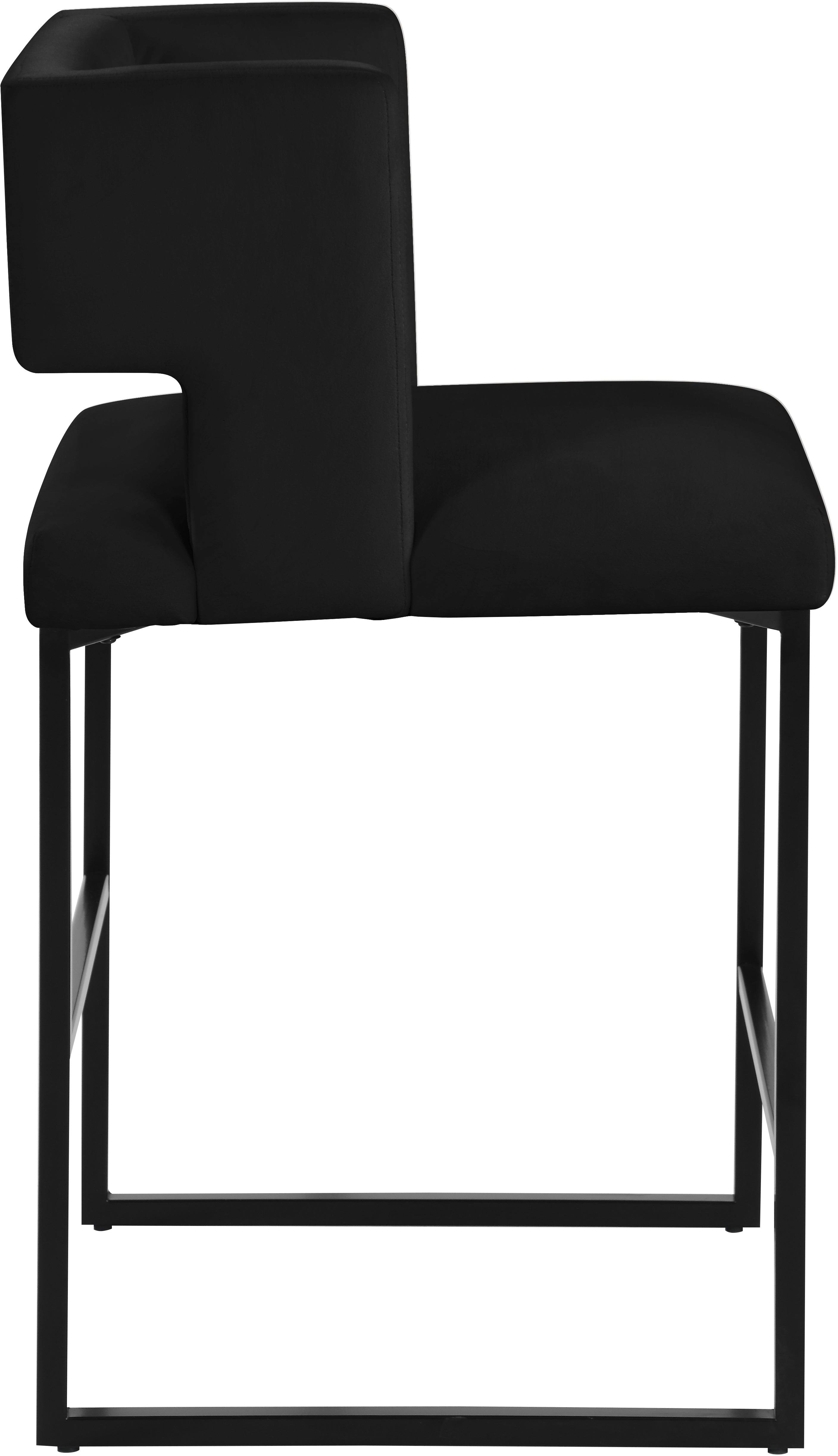 Meridian Furniture Caleb Black Velvet Counter Stool (Set Of 2) 5ELGNUEM_ZNGT0