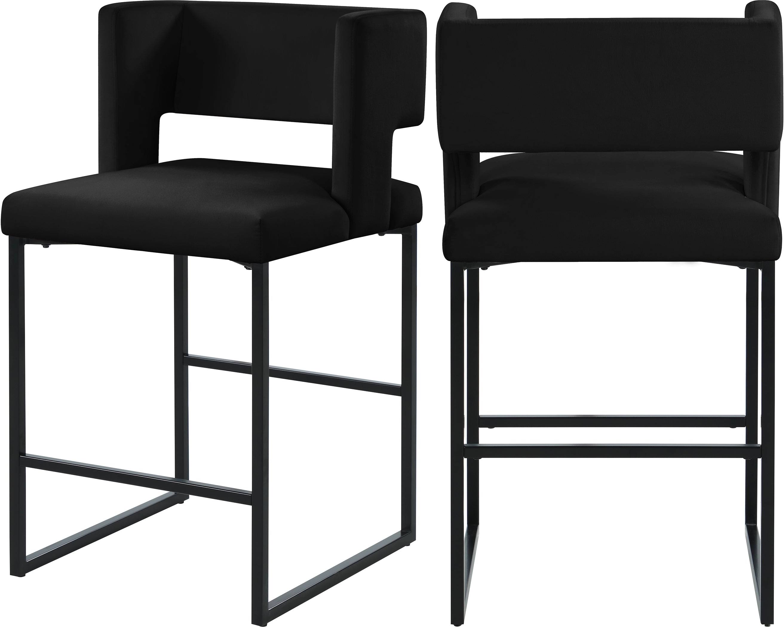 Meridian Furniture Caleb Black Velvet Counter Stool (Set Of 2) 5ELGNUEM_ZNGT0