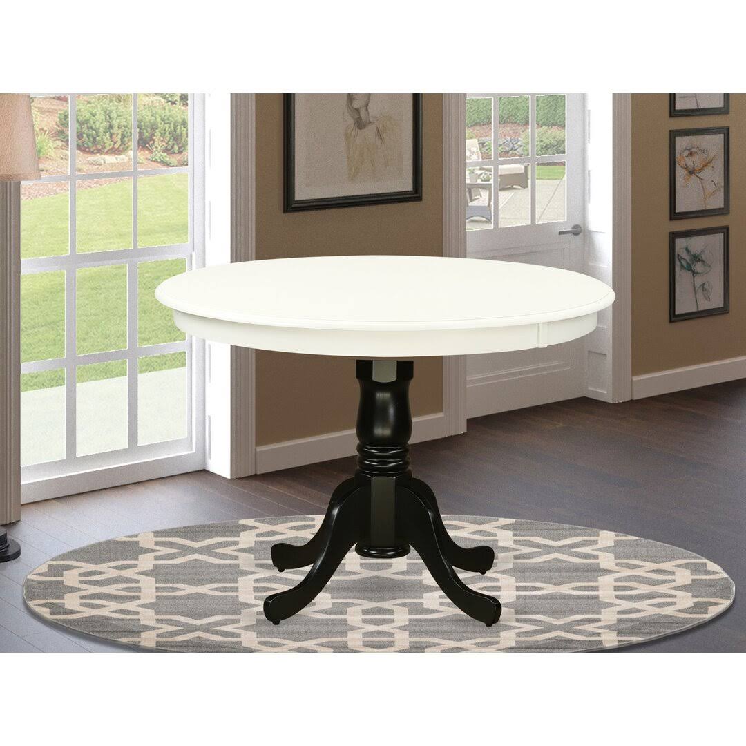 Cherrywood Solid Wood Dining Table Charlton Home Base Color: Black, Linen SFKBFNQU_ZBAET