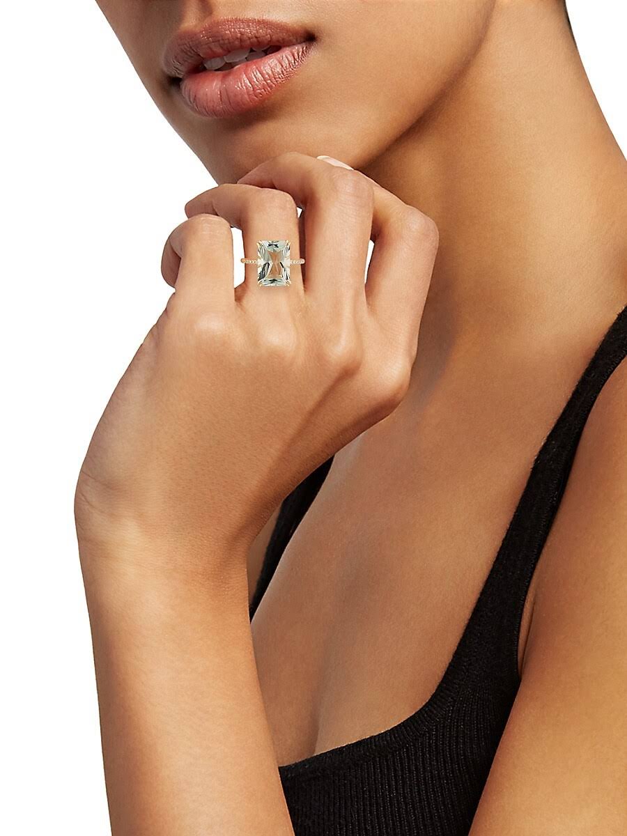 Effy Diamond And Green Amethyst Ring In 14k Yellow Gold, DXRLSIJZ_PMGZV