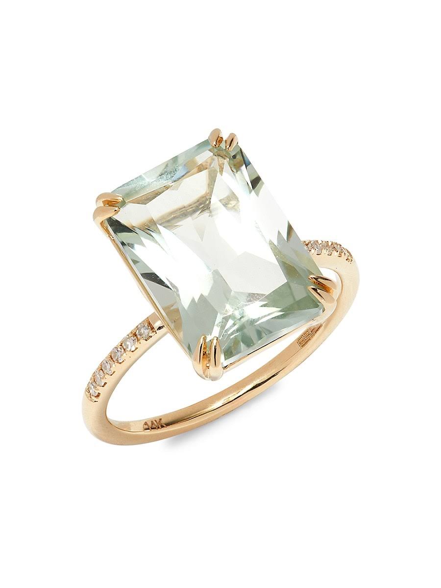 Effy Diamond And Green Amethyst Ring In 14k Yellow Gold, DXRLSIJZ_PMGZV