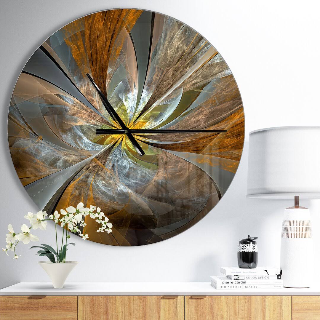 Symmetrical Fractal Flower Wall Clock East Urban Home Size OR44BF4Y_GNWZE