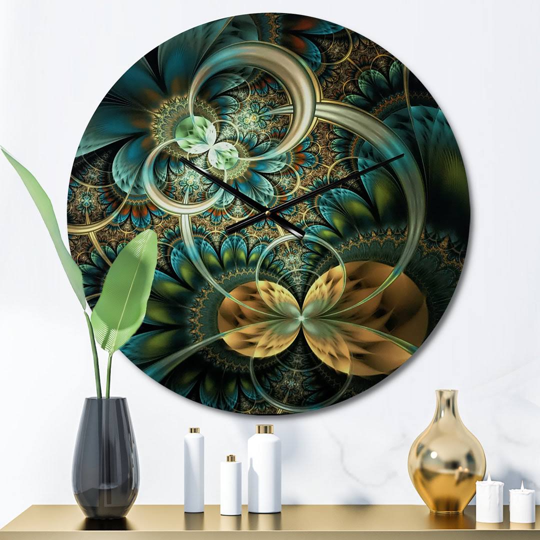 Symmetrical Fractal Flower Wall Clock East Urban Home Size OR44BF4Y_GNWZE