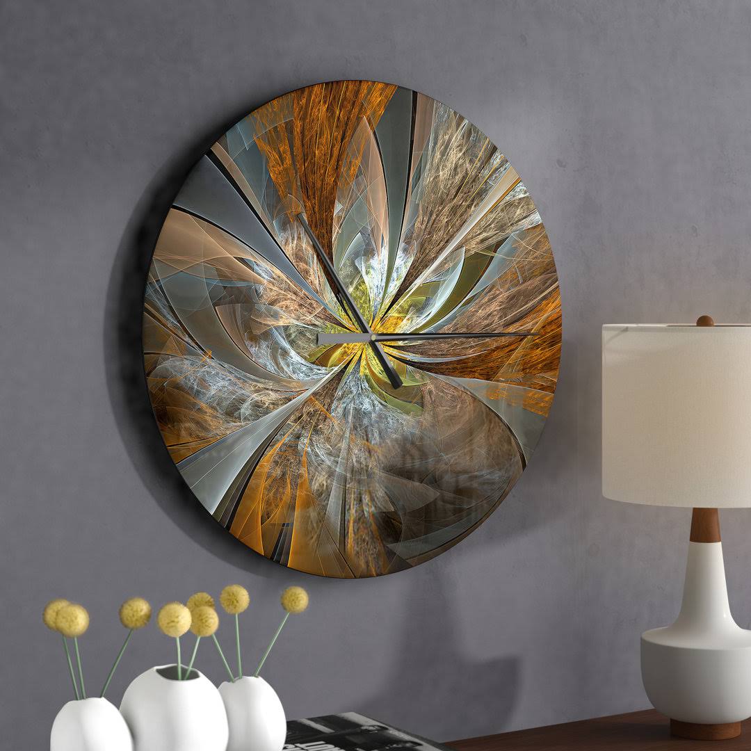 Symmetrical Fractal Flower Wall Clock East Urban Home Size OR44BF4Y_GNWZE