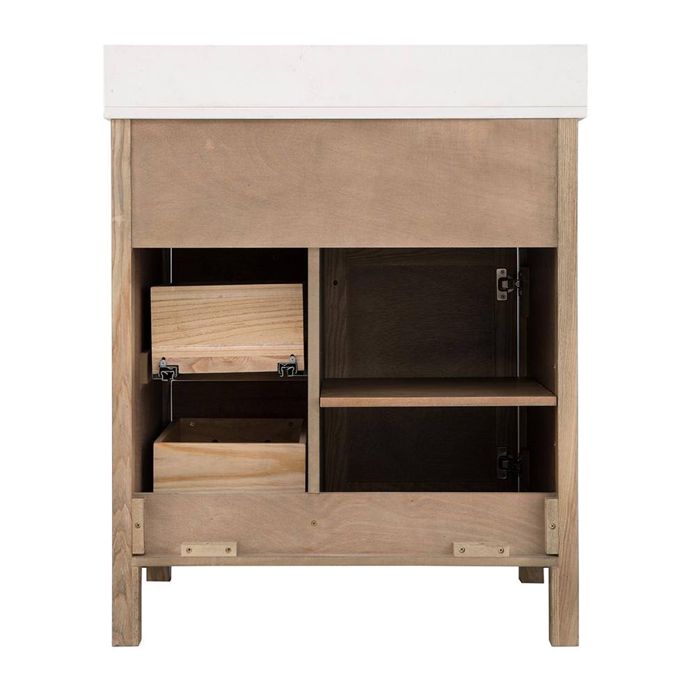 Home Decorators Collection Stanhope 31 In. W X 22 In. D Vanity In Reclaimed Oak With Engineered Stone Vanity Top In Crystal White With White EWDVKBVD_TPCSR