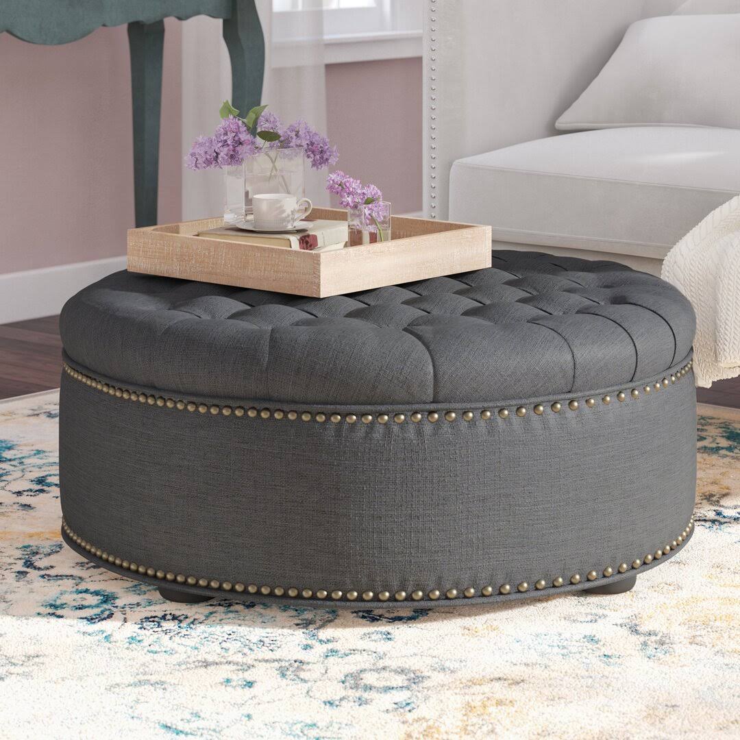 Apolo Tufted Cocktail Ottoman Red Barrel Studio Upholstery Color: Dark Slate MBDWAF4J_18PIY