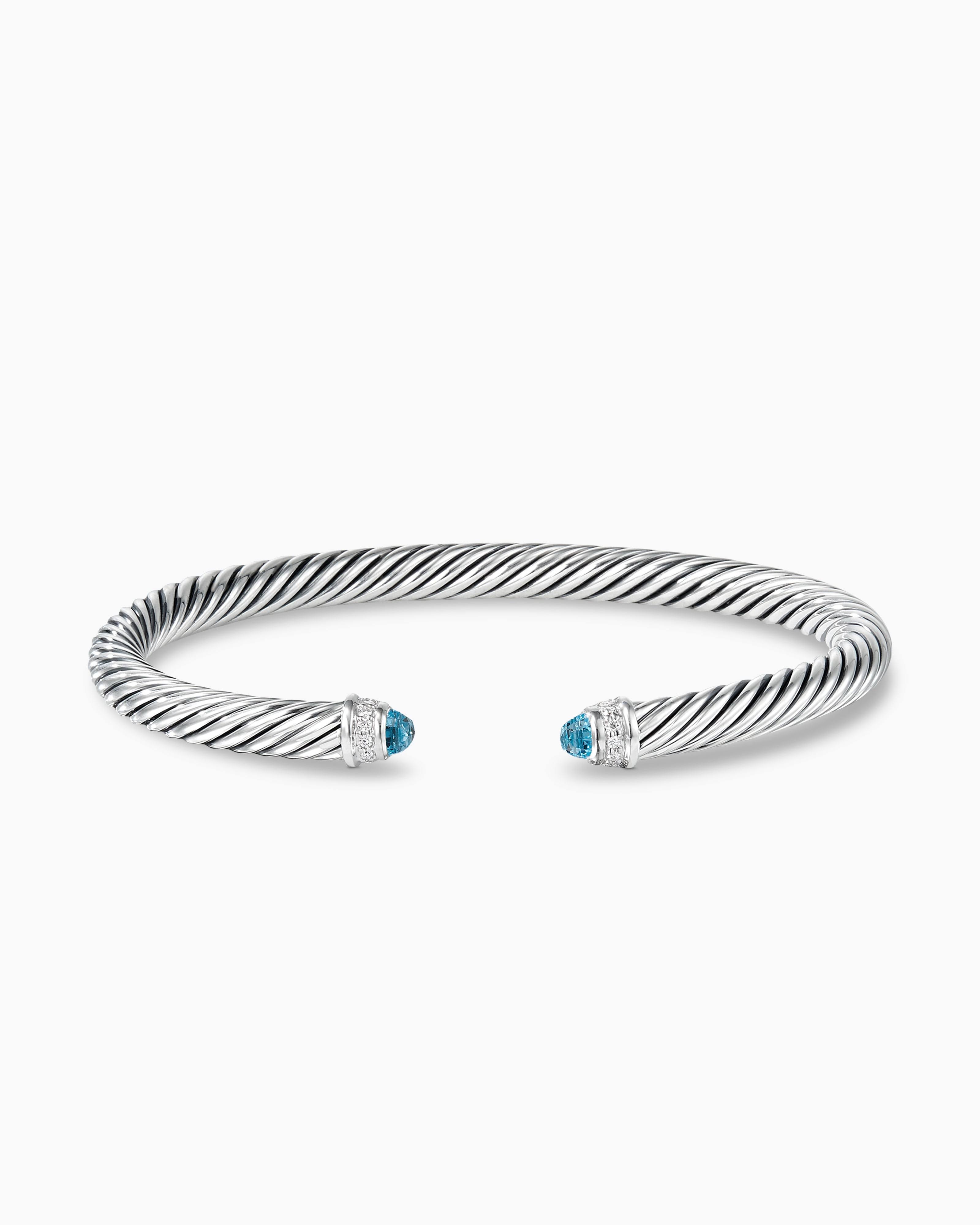 David Yurman Cable Classics Bracelet With Semiprecious Stones & Diamonds In Blue YRY3PYRM_OIRCP