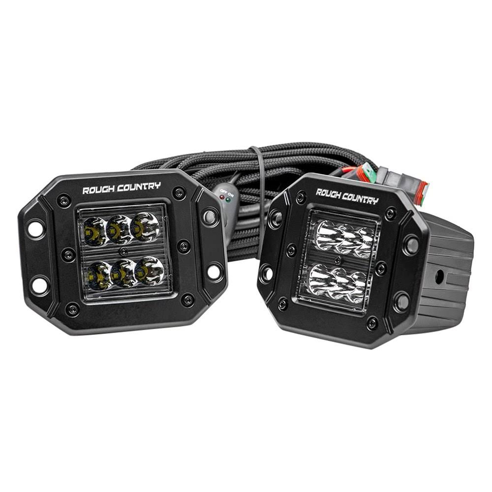 Rough Country 70803bl 2-Inch Flush Mount Black Series Cree Led Square Lights (Pair) A453S6SS_PZFPN